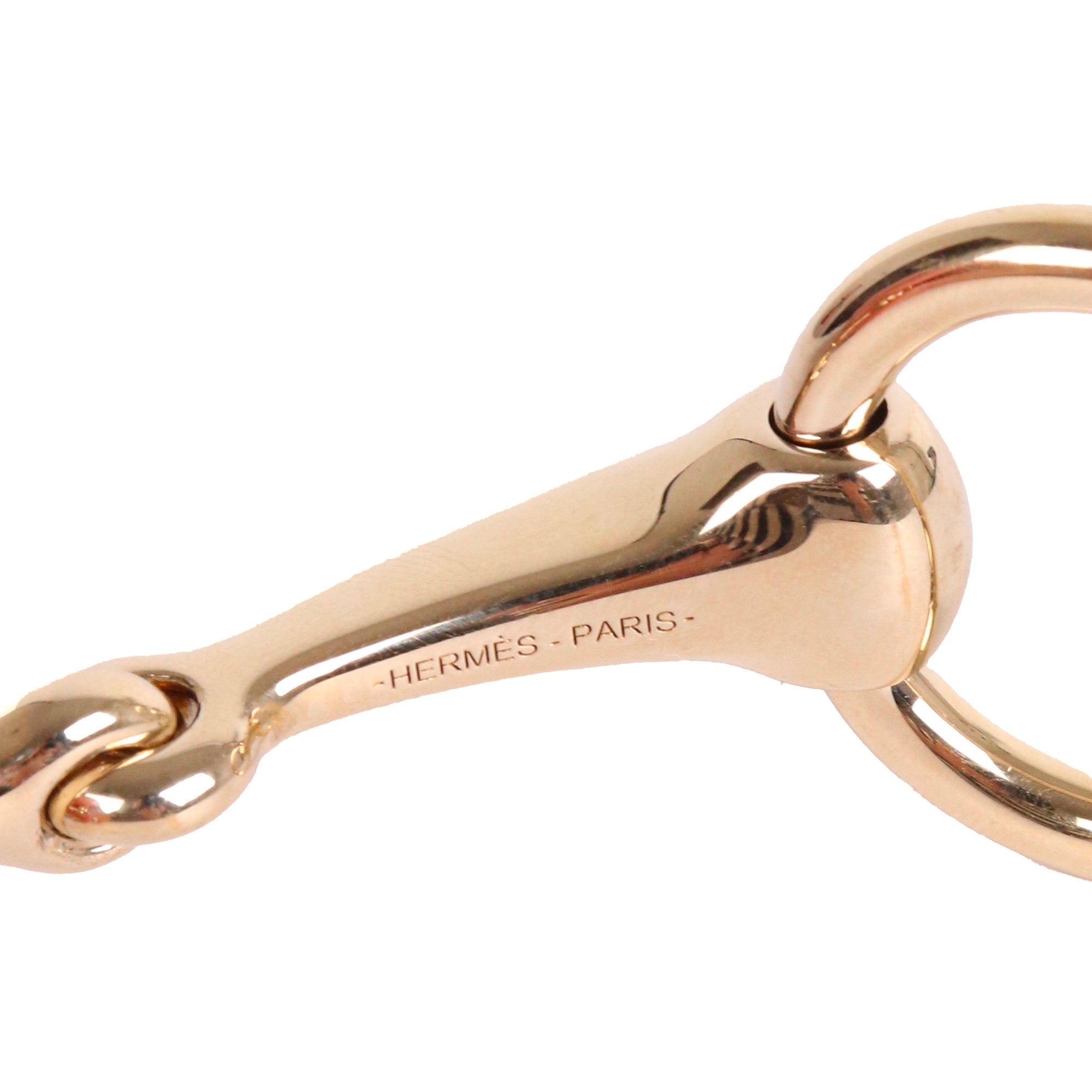 HERMÈS - Anneau de foulard Mors Hermès en métal champagne