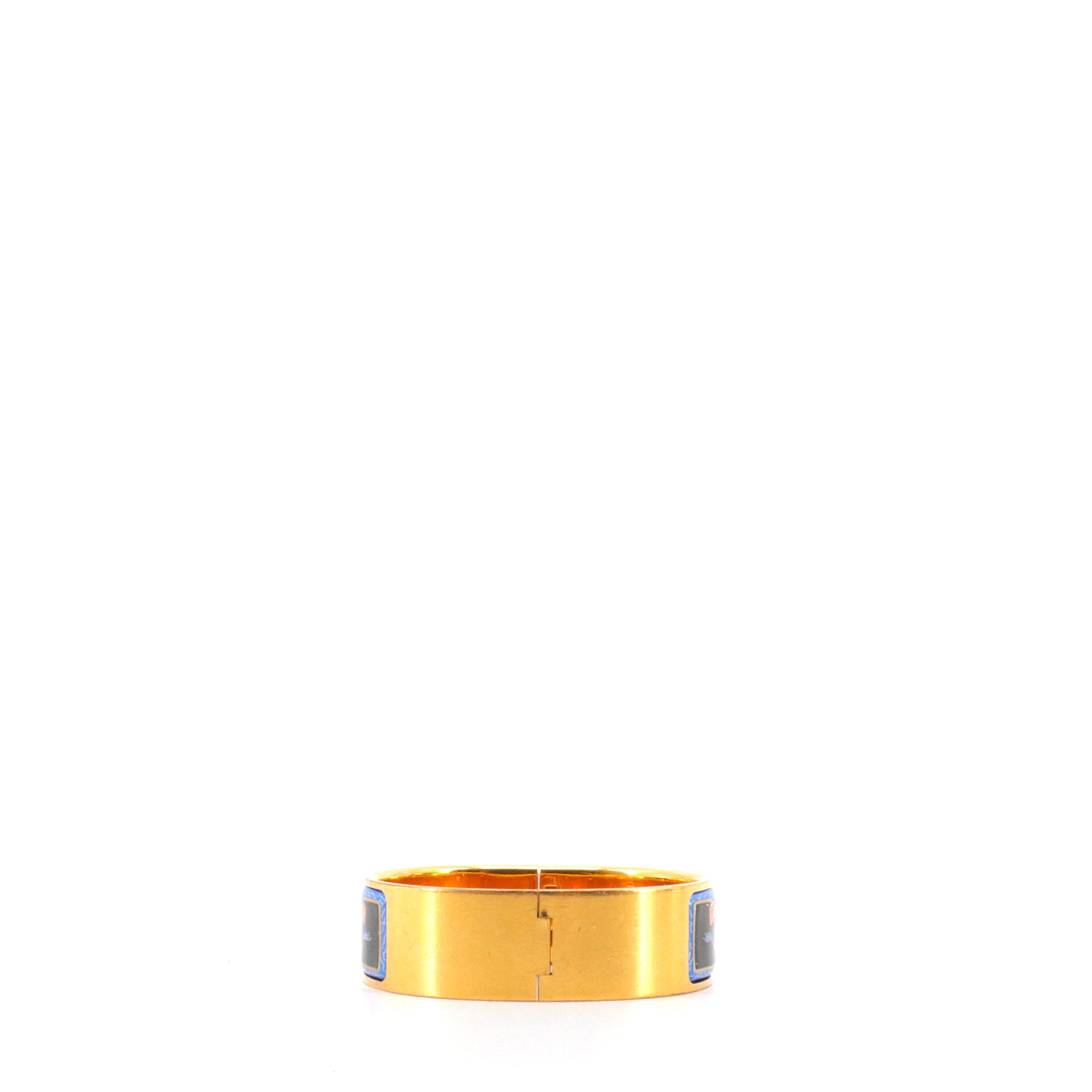 HERMÈS - Bracelet Jonc Hermès en métal doré et émail motif éventail