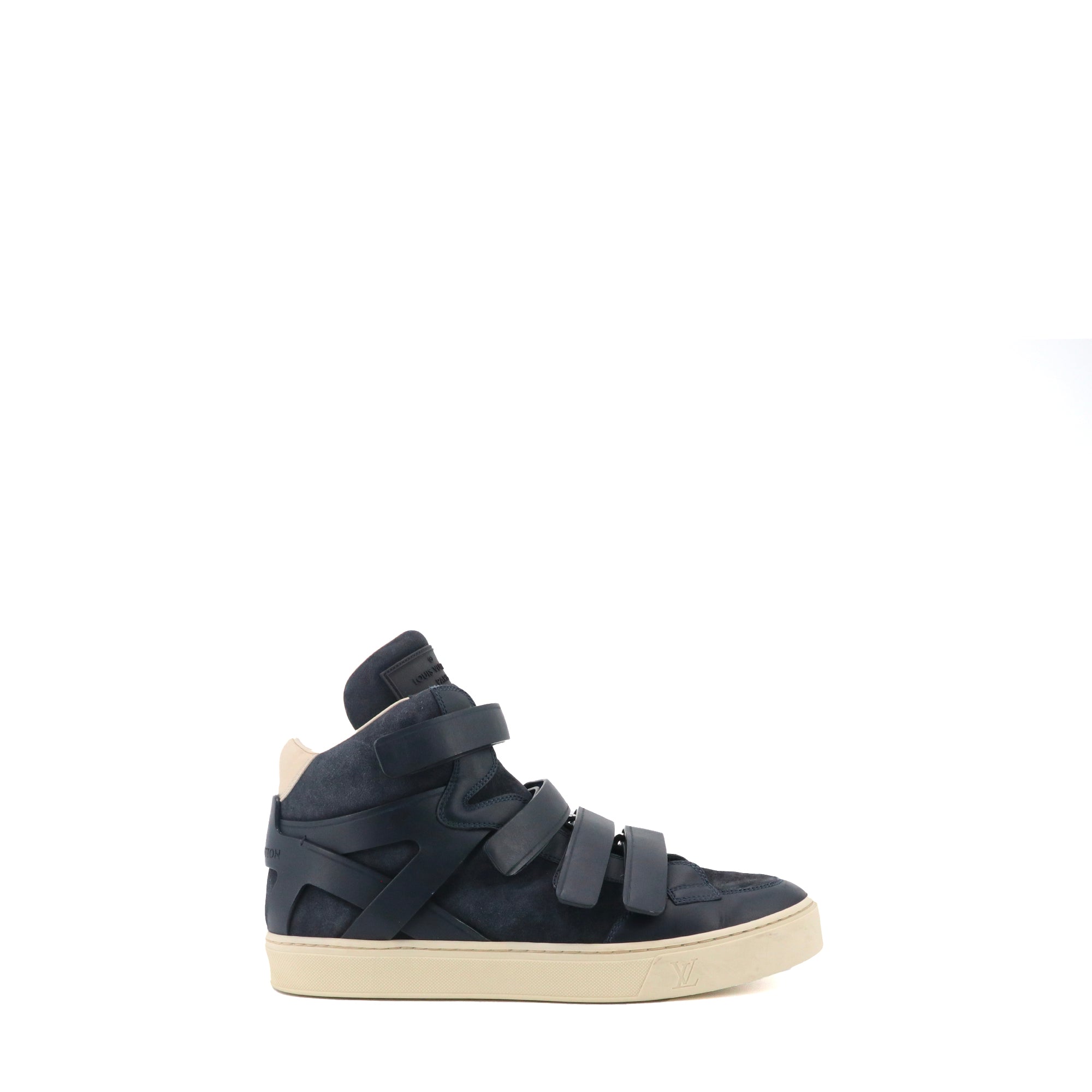 LOUIS VUITTON - Louis Vuitton high-top sneakers in navy blue leather (T41.5)