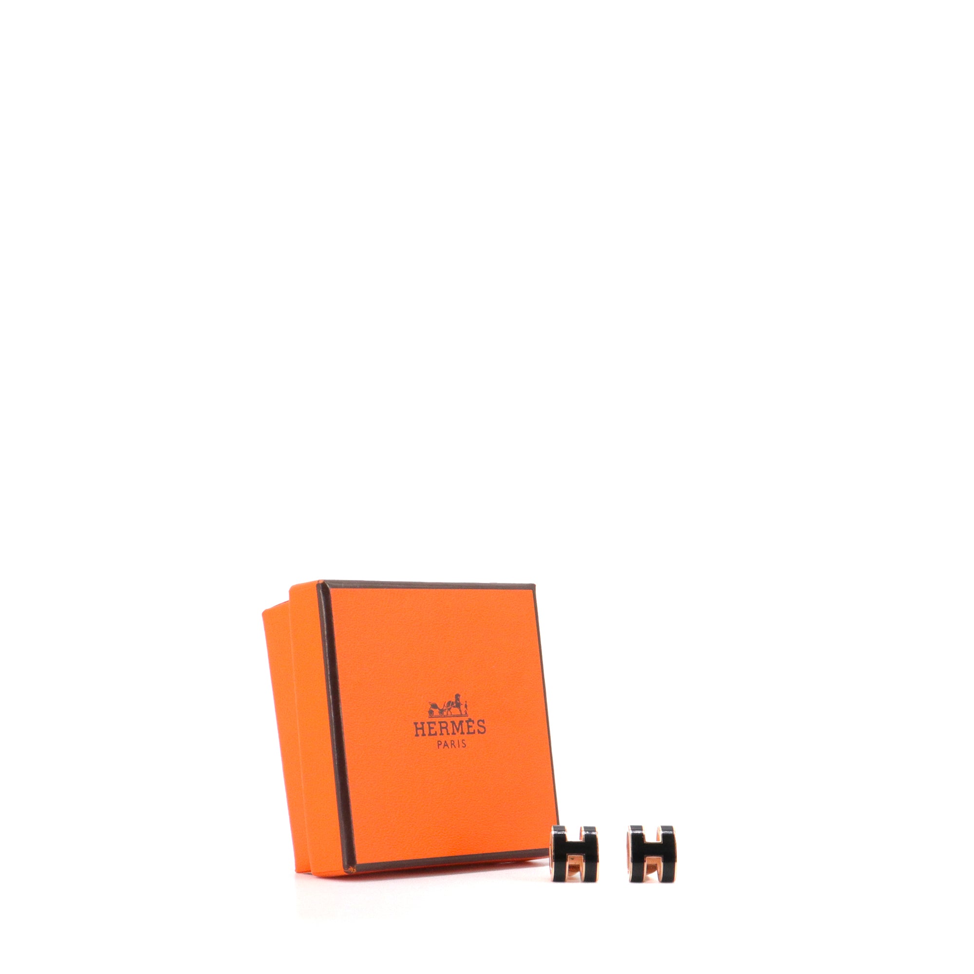 HERMÈS - Pop H Hermès earrings in black enamel