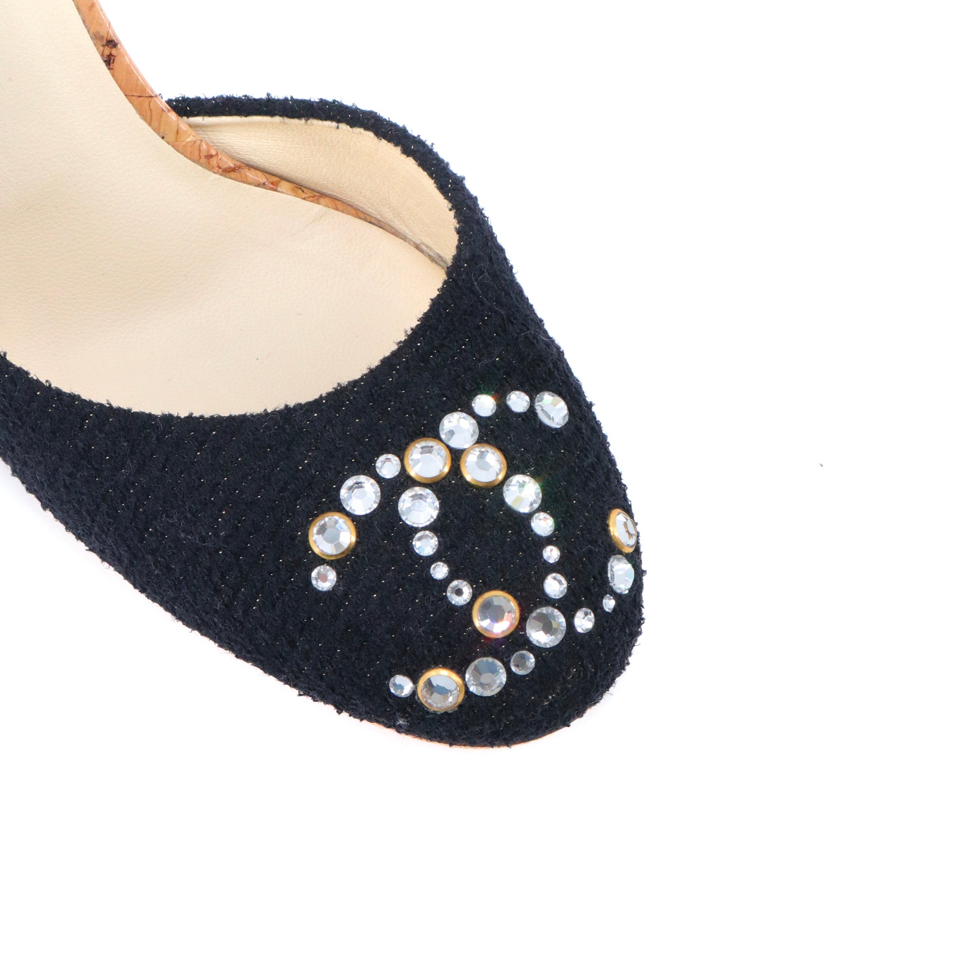 CHANEL - Chanel CC pumps in black tweed with rhinestones (size 39.5)