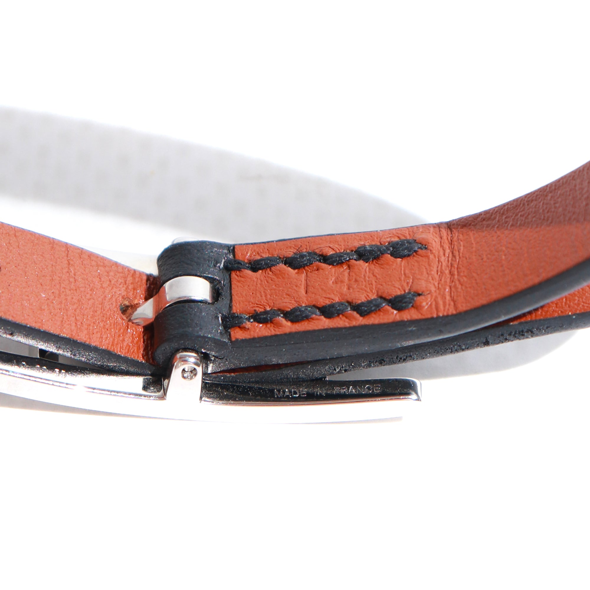 HERMÈS - Reversible single tour Behapi bracelet in black and brown leather