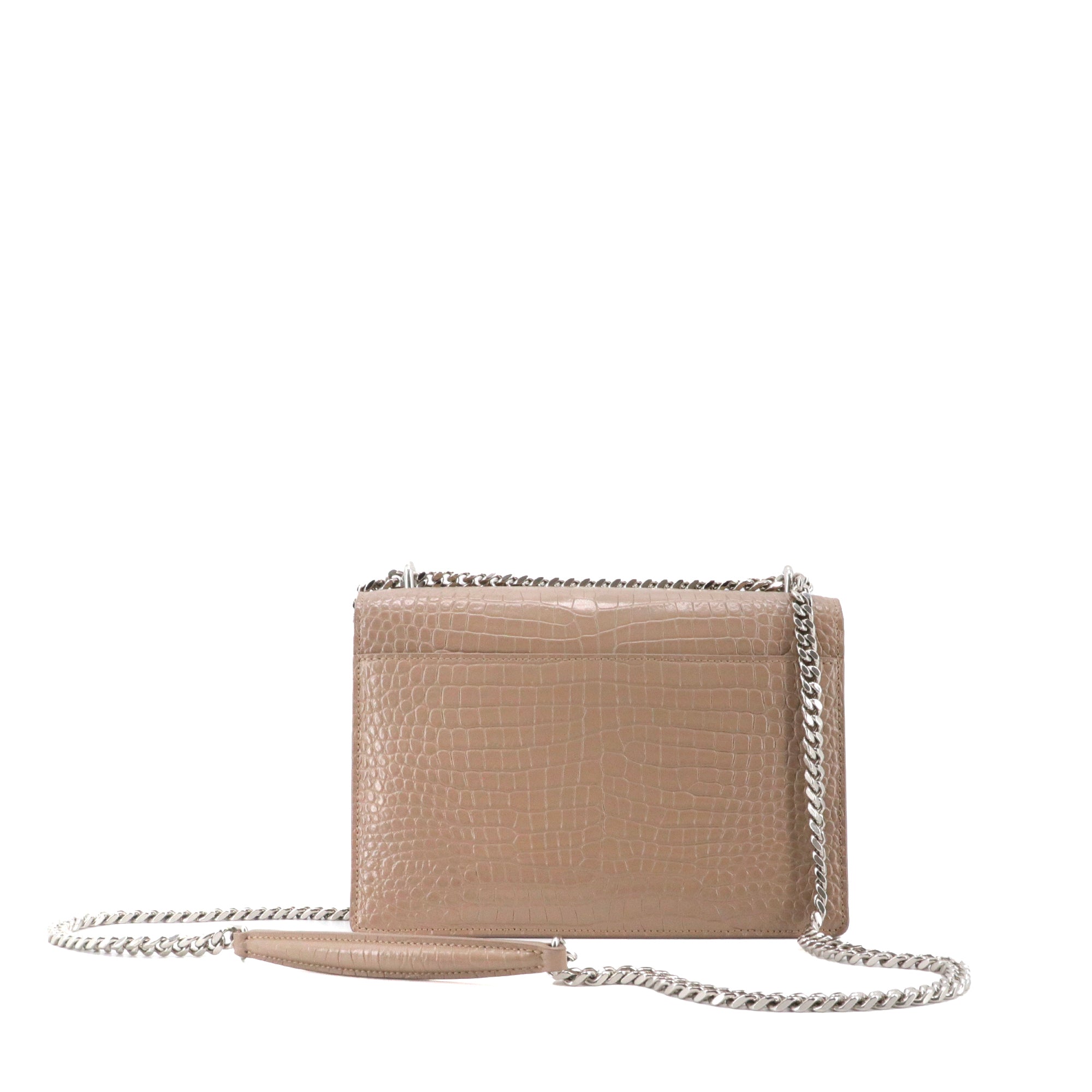 SAINT LAURENT - Saint Laurent Sunset Medium shoulder bag in brown croc-embossed leather