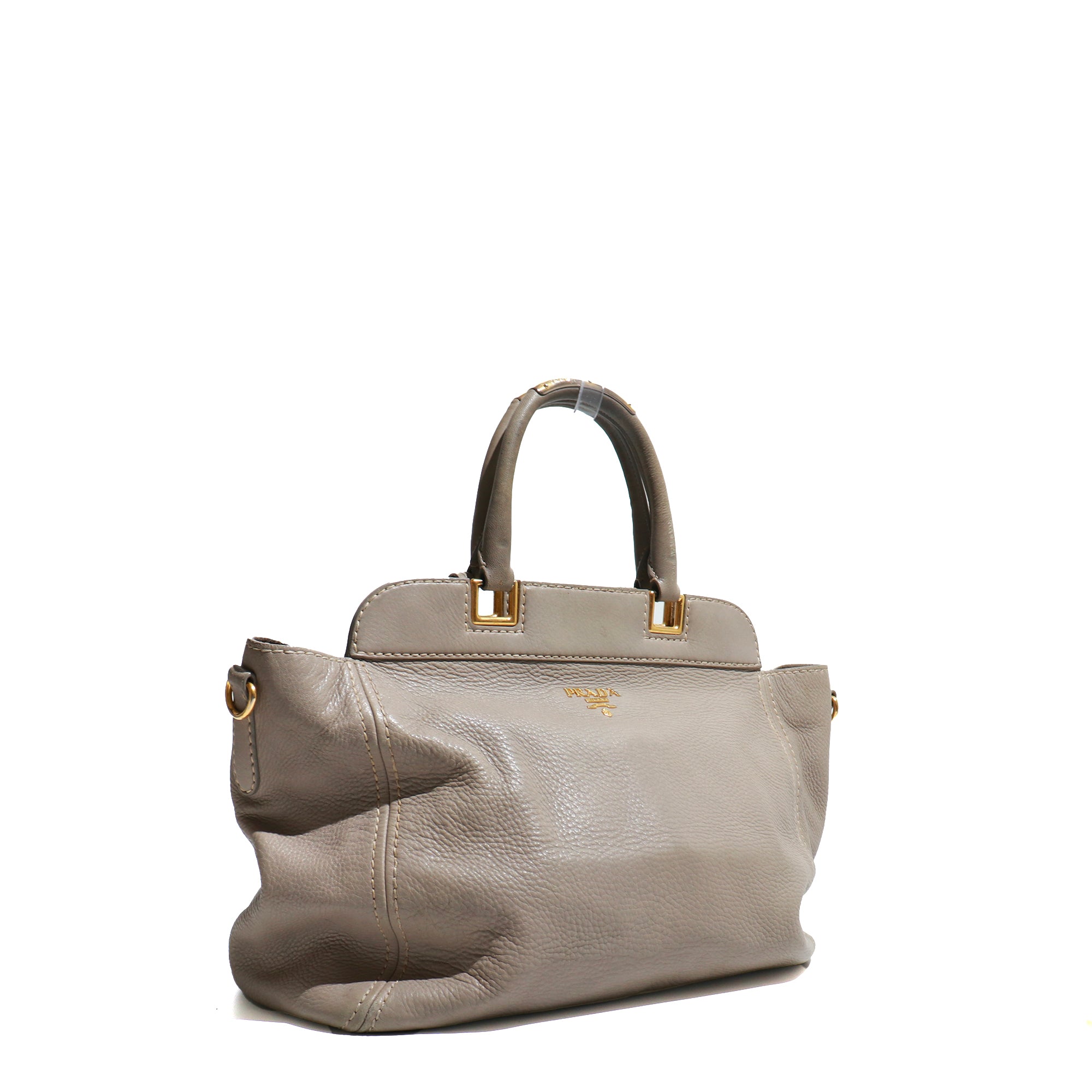 PRADA - Vintage gray leather handbag