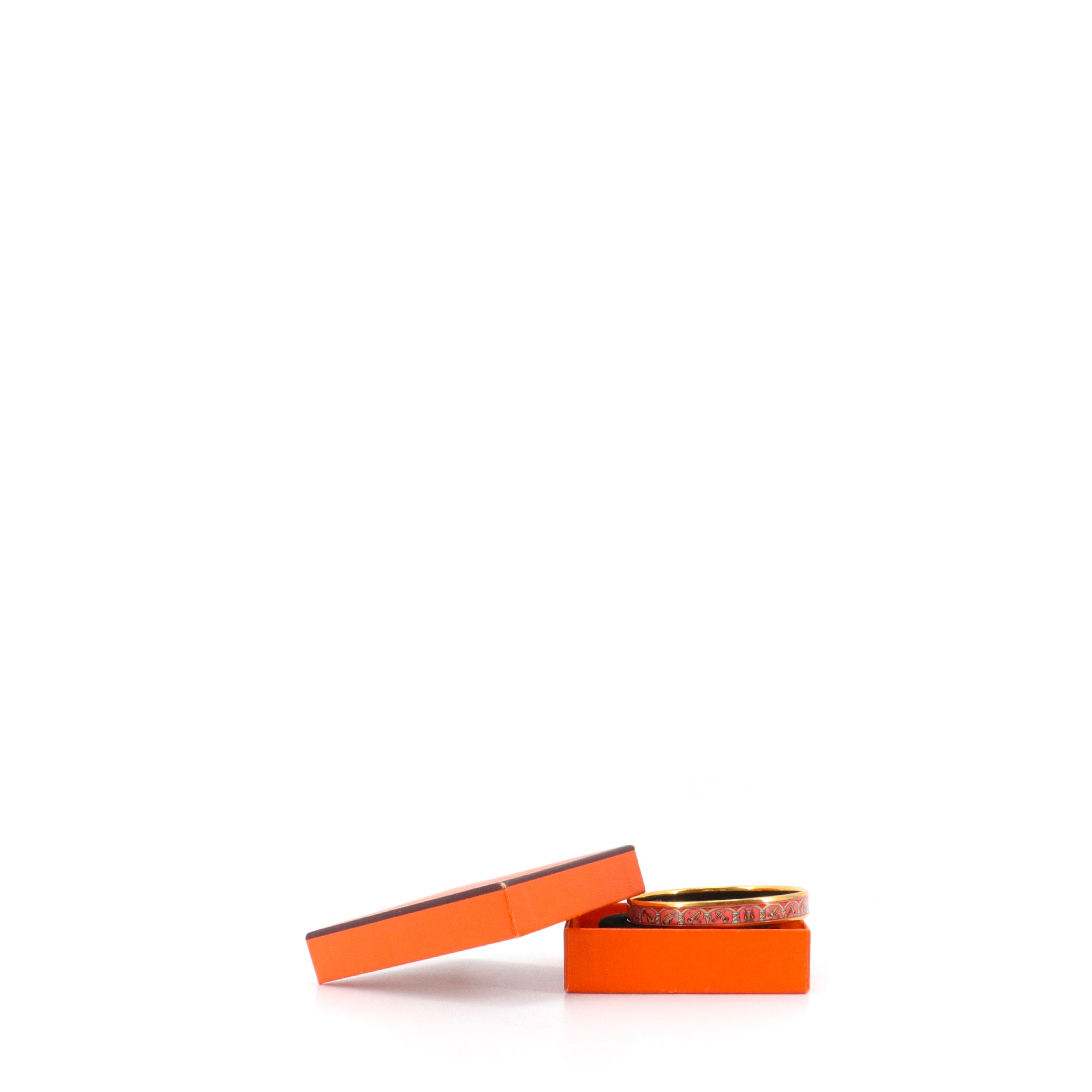 HERMÈS - Bracelet Jonc Hermès en metal doré et email (T2)