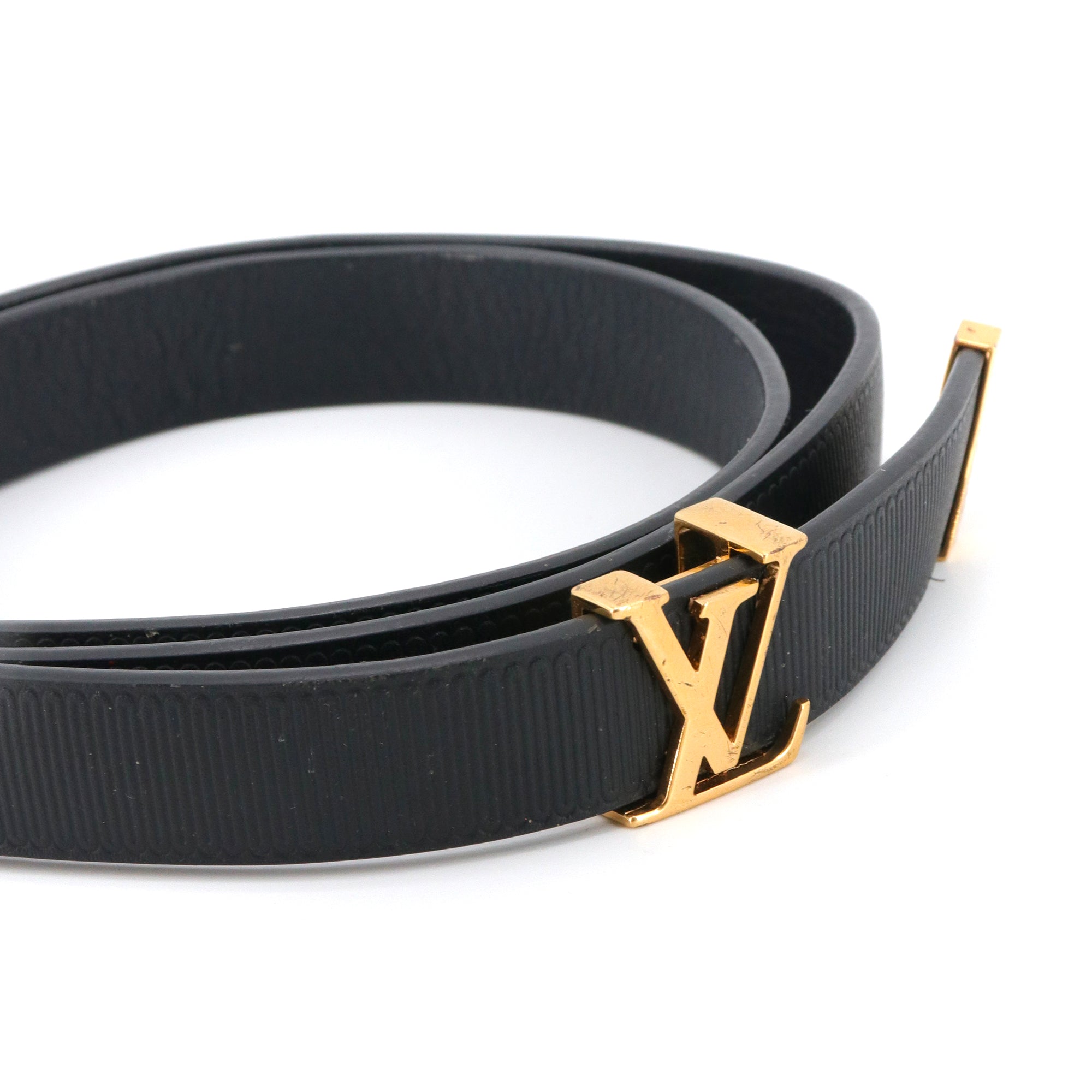 LOUIS VUITTON - Louis Vuitton Initials Belt in Black Leather (T75)