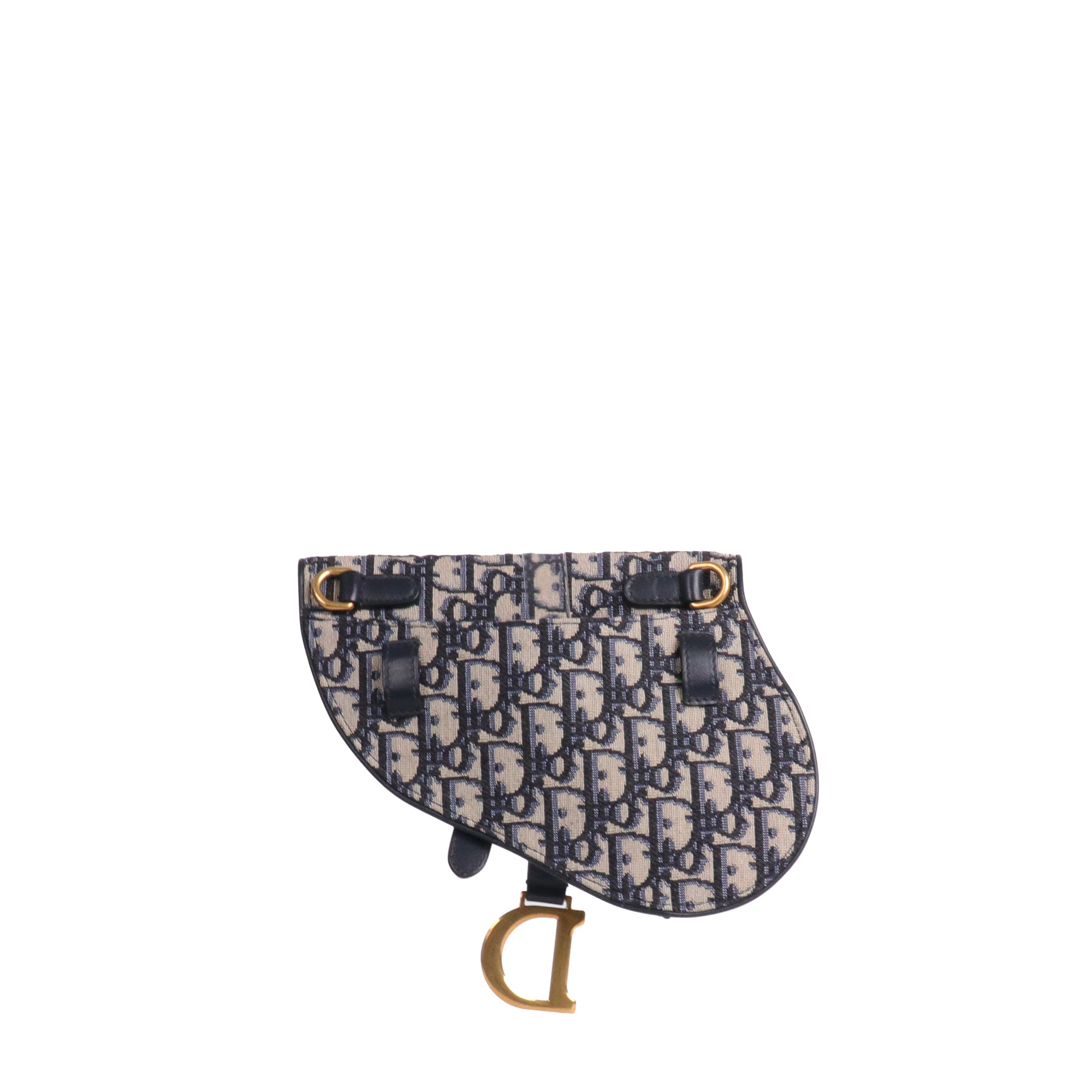 DIOR - Roller shoulder bag in navy blue grained leather