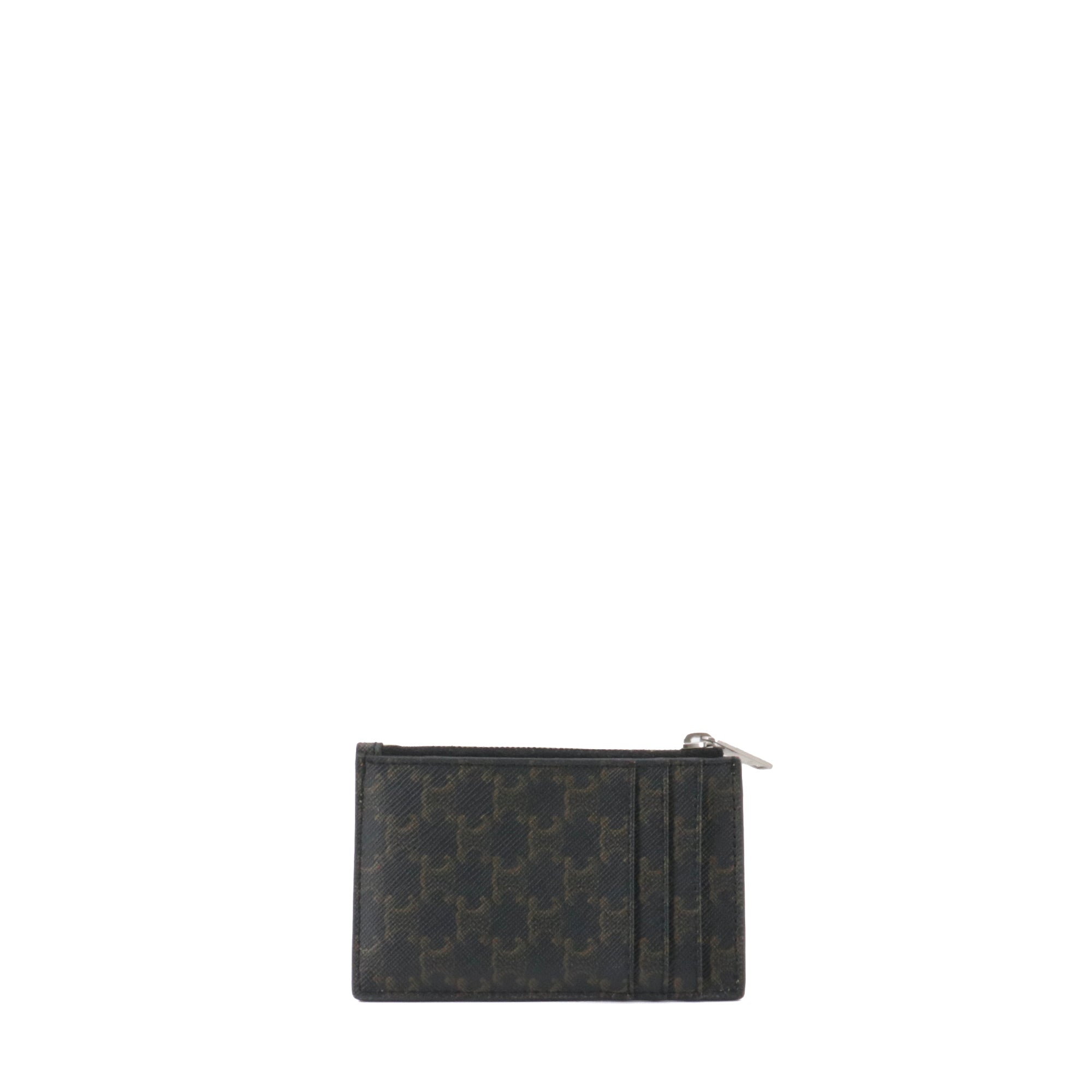 CELINE - Celine Zipped Card Holder in Leather and Triumph Canvas