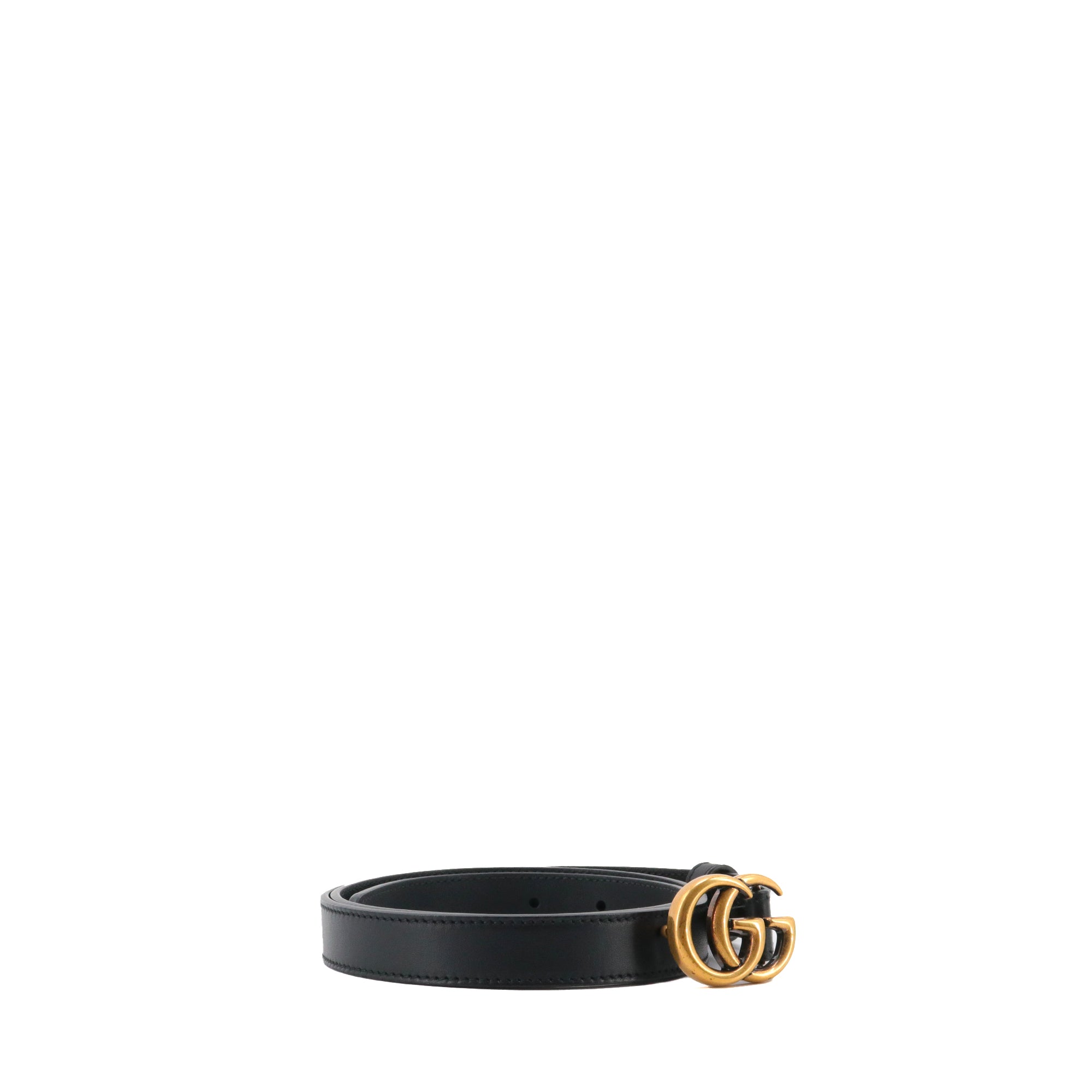 GUCCI - Ceinture fine GG Marmont Gucci en cuir noir (T85)
