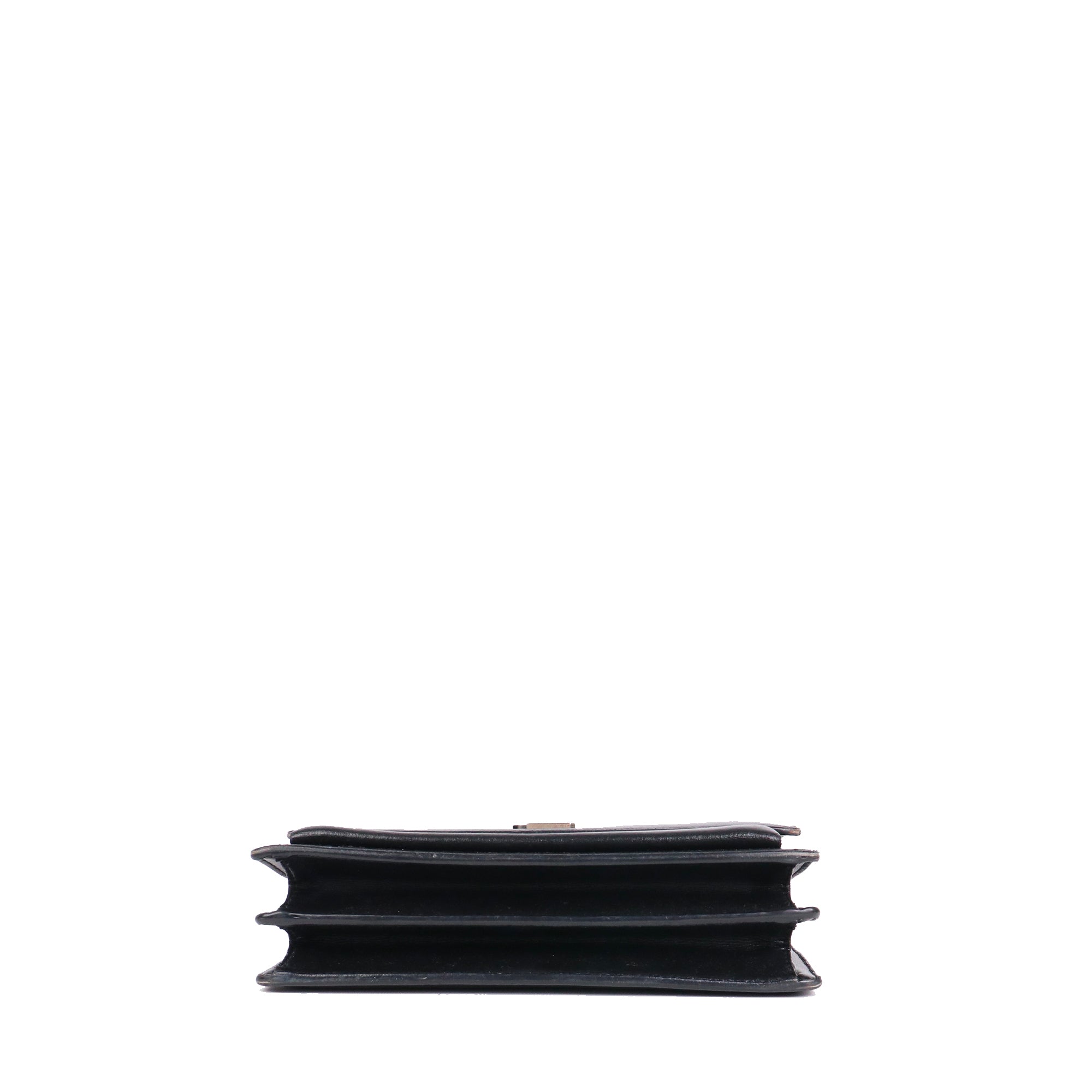 SAINT LAURENT - Medium Sunset shoulder bag in black crocodile-embossed leather