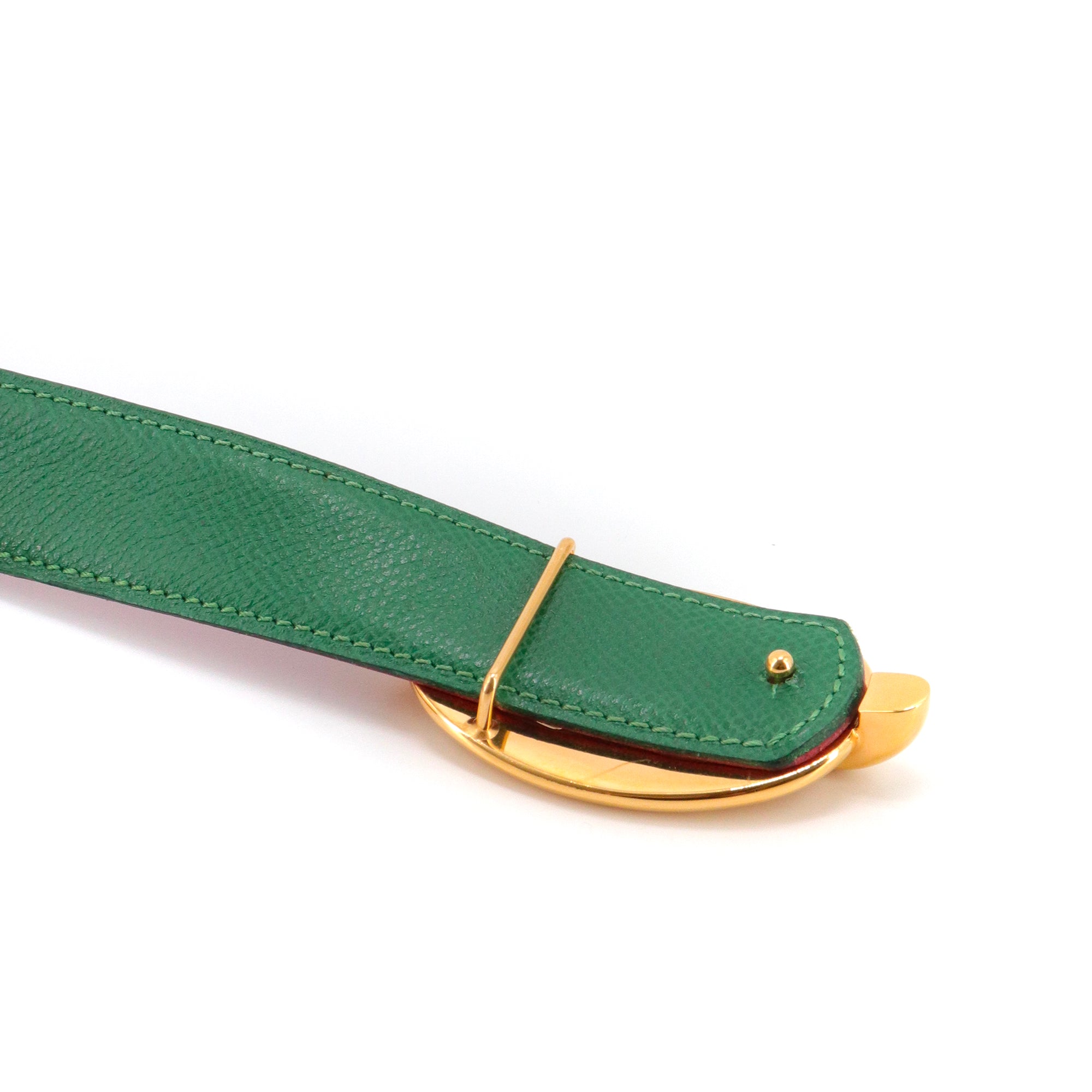 HERMÈS - Ceinture Chaine d'Ancre Hermès en cuir epsom fuchsia et vert (T78)