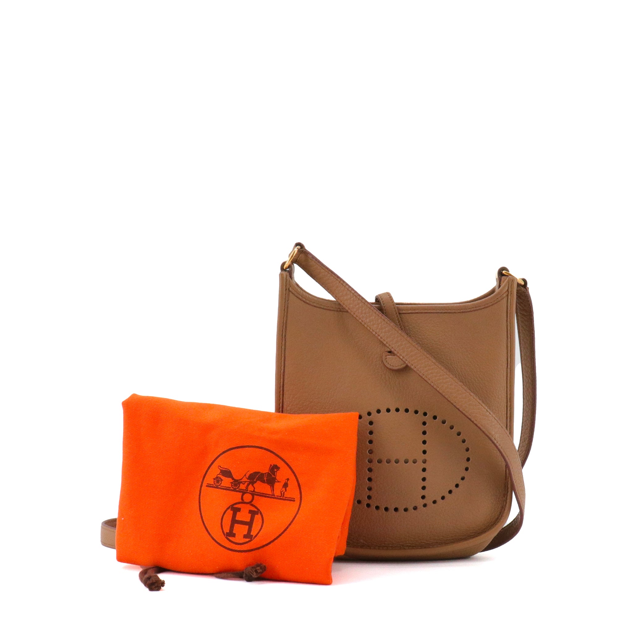 HERMÈS - Sac à bandoulière Evelyne 16 Hermès en cuir clémence marron