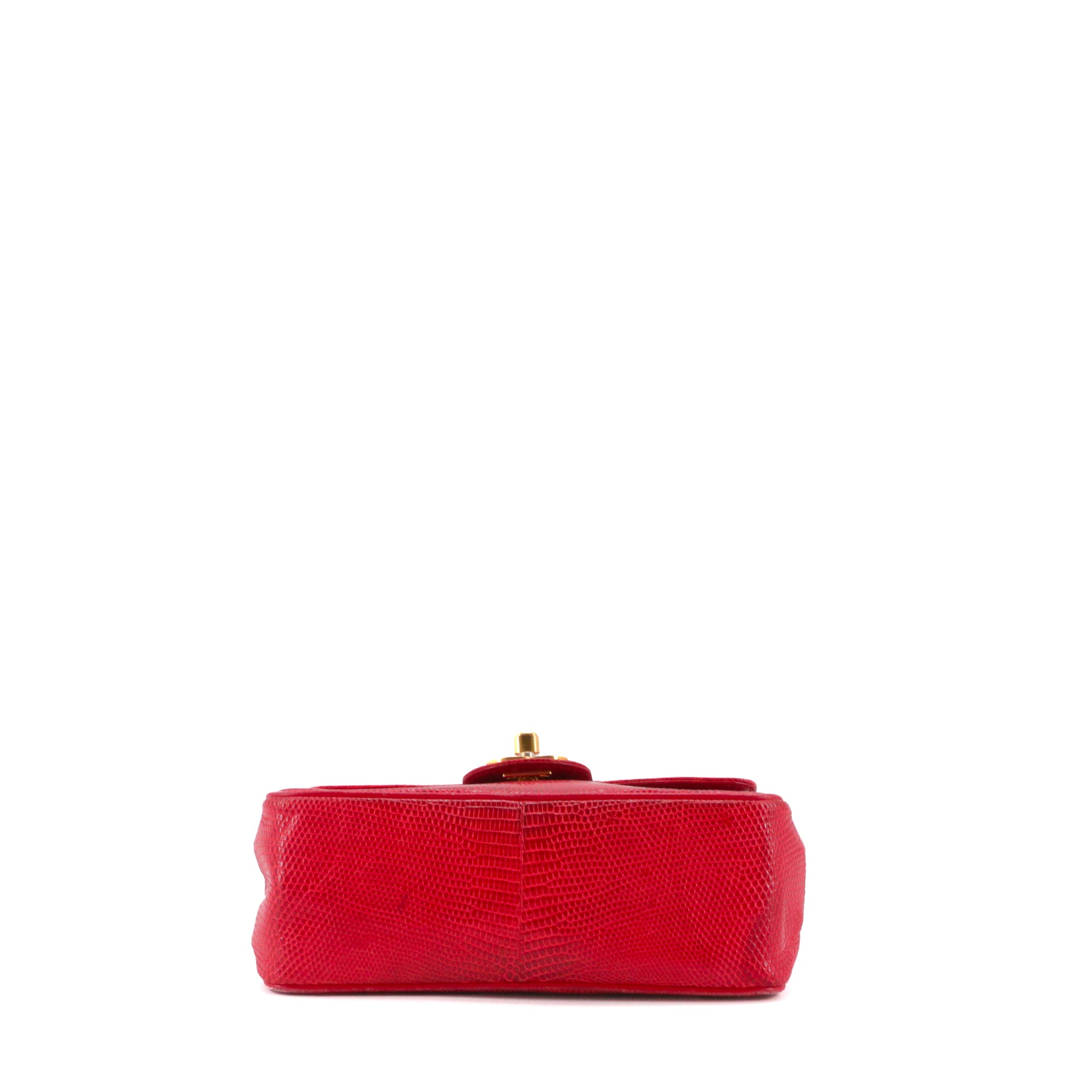 CHANEL - Chanel Classic/Timeless Mini Square Shoulder Bag in Vintage Red Lizard