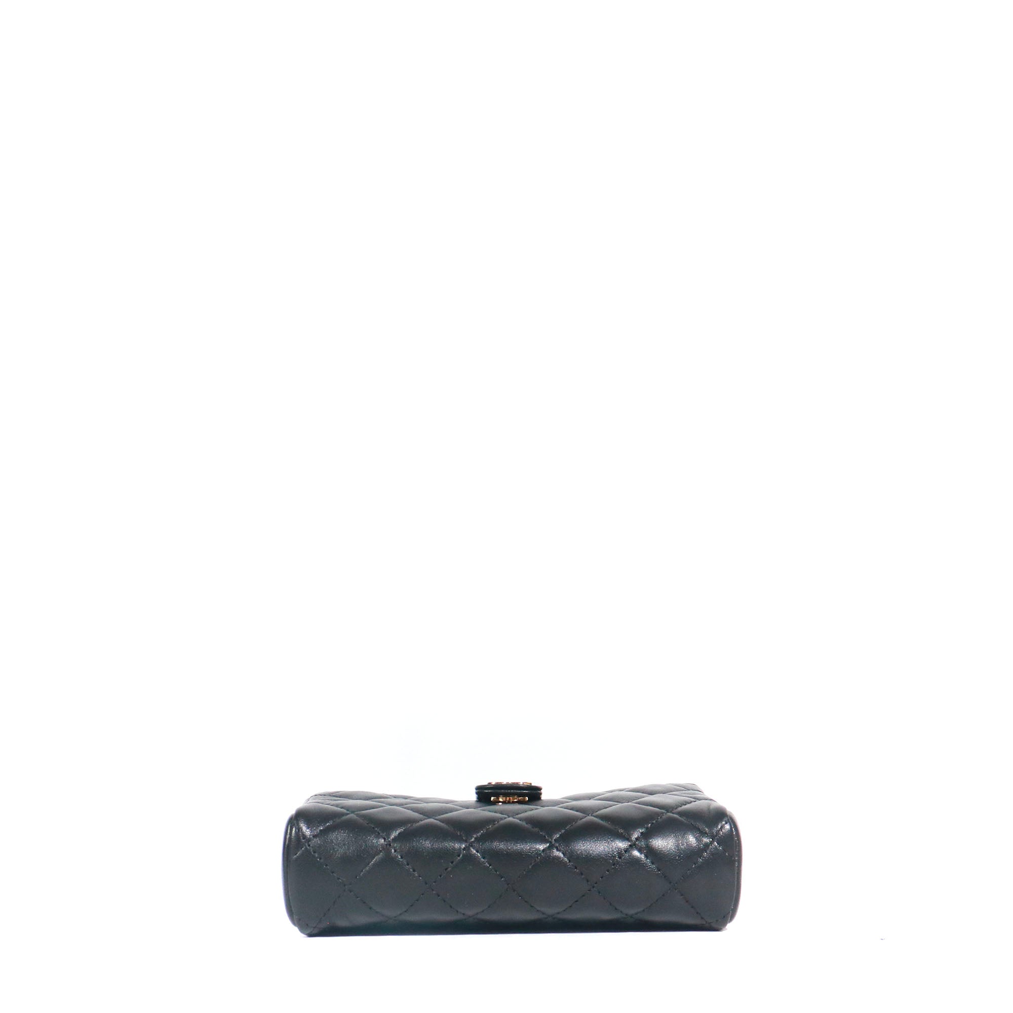 CHANEL - Portefeuille Mini Clutch Classique/Timeless en cuir lisse noir