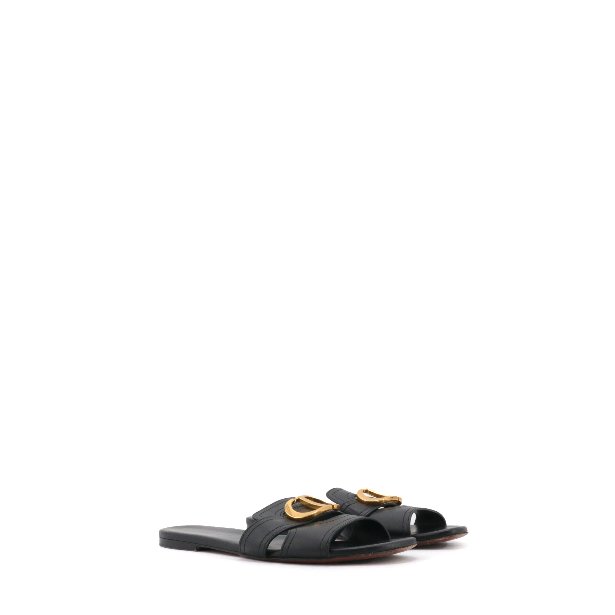 DIOR - Sandales 30 Montaigne Dior en cuir noir (T37.5)