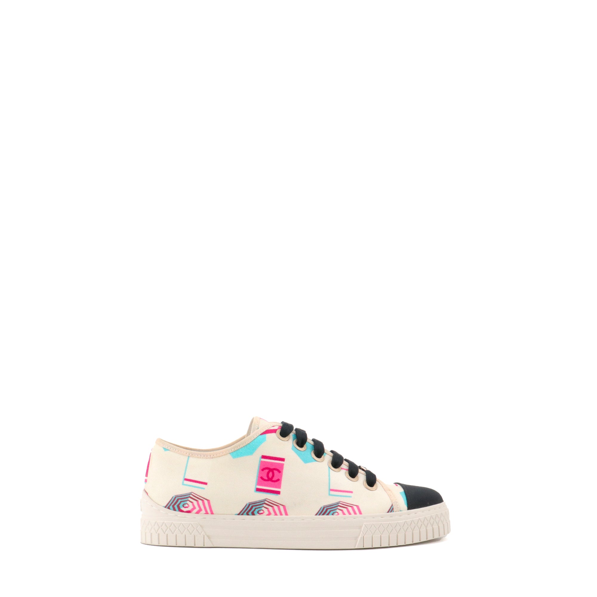 CHANEL - Sneakers CC Chanel en toile multicolore (T35.5)