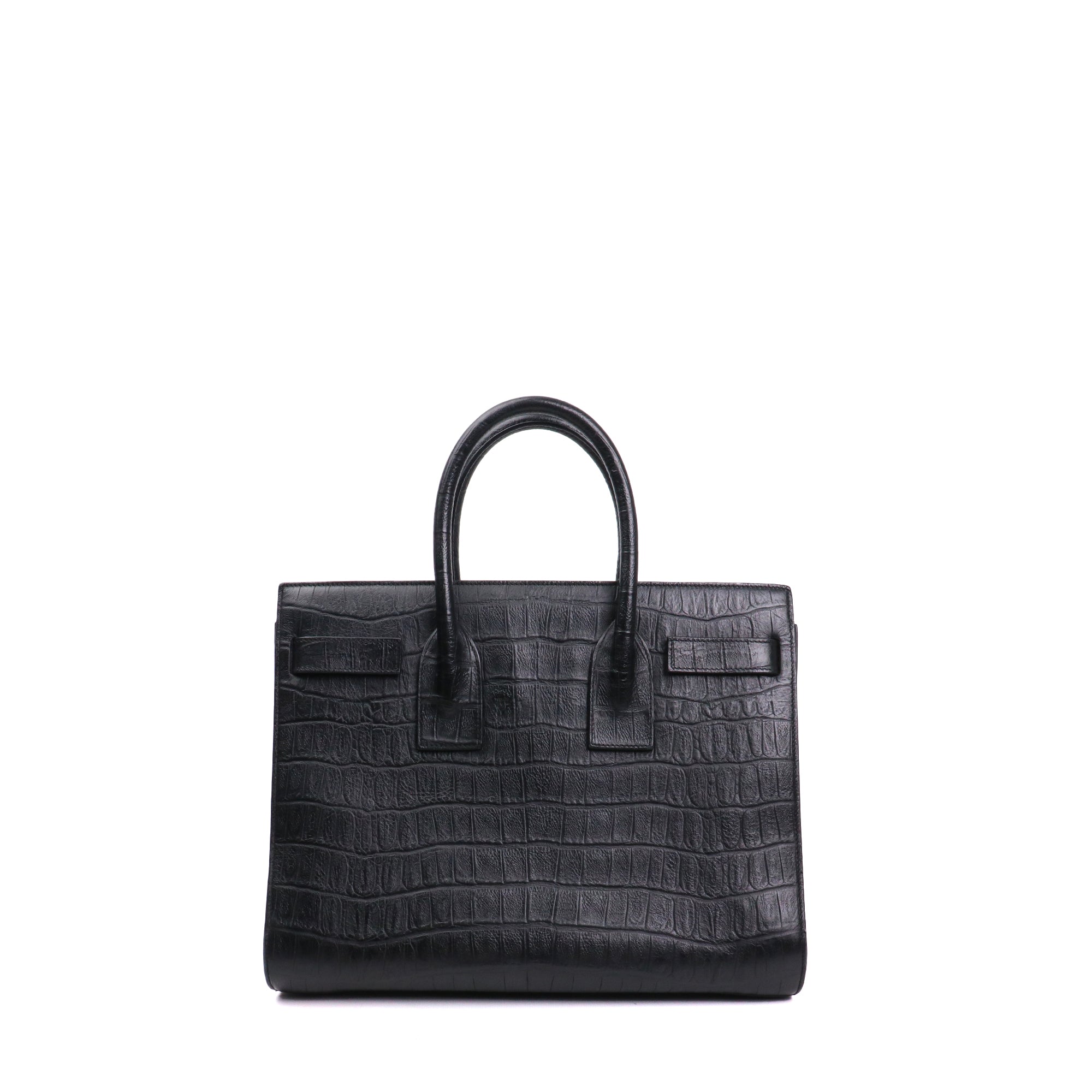SAINT LAURENT - Sac de Jour Small Saint Laurent en cuir embossé crocodile noir