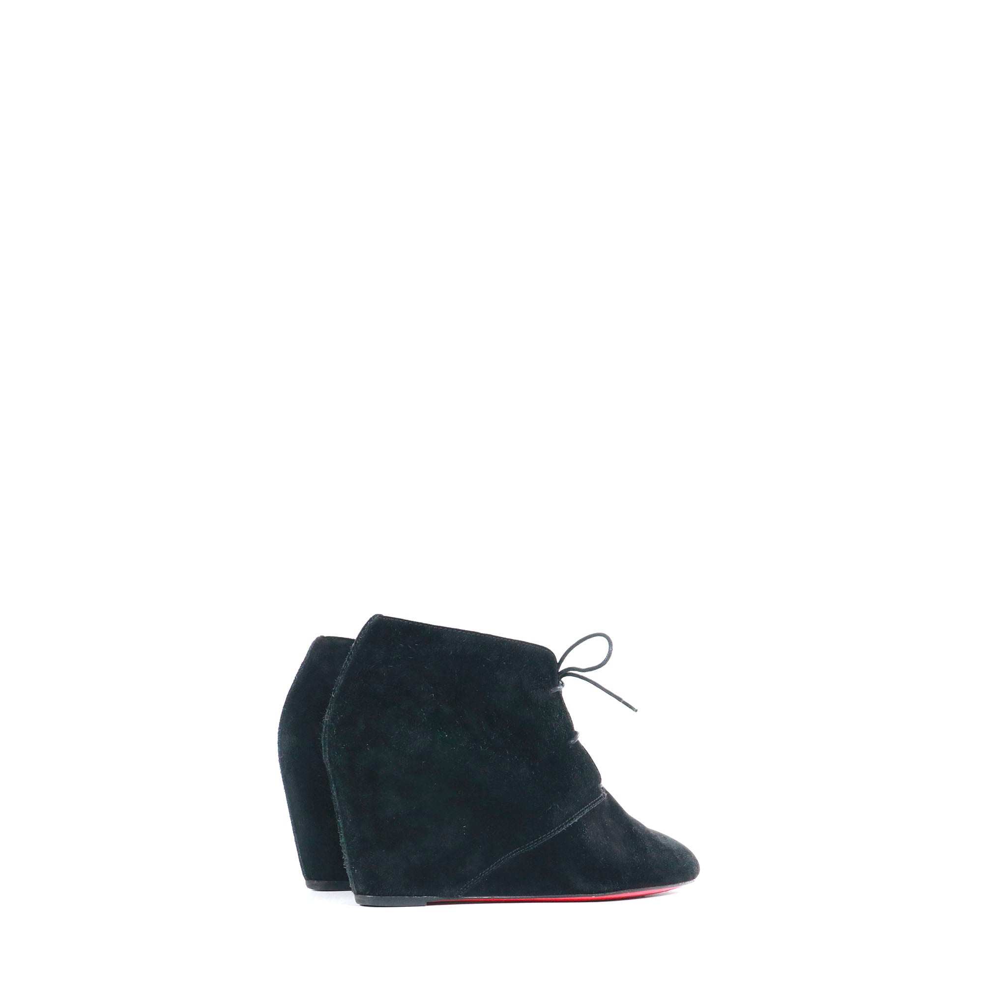 LOUBOUTIN - Black suede lace-up ankle boots (T38)