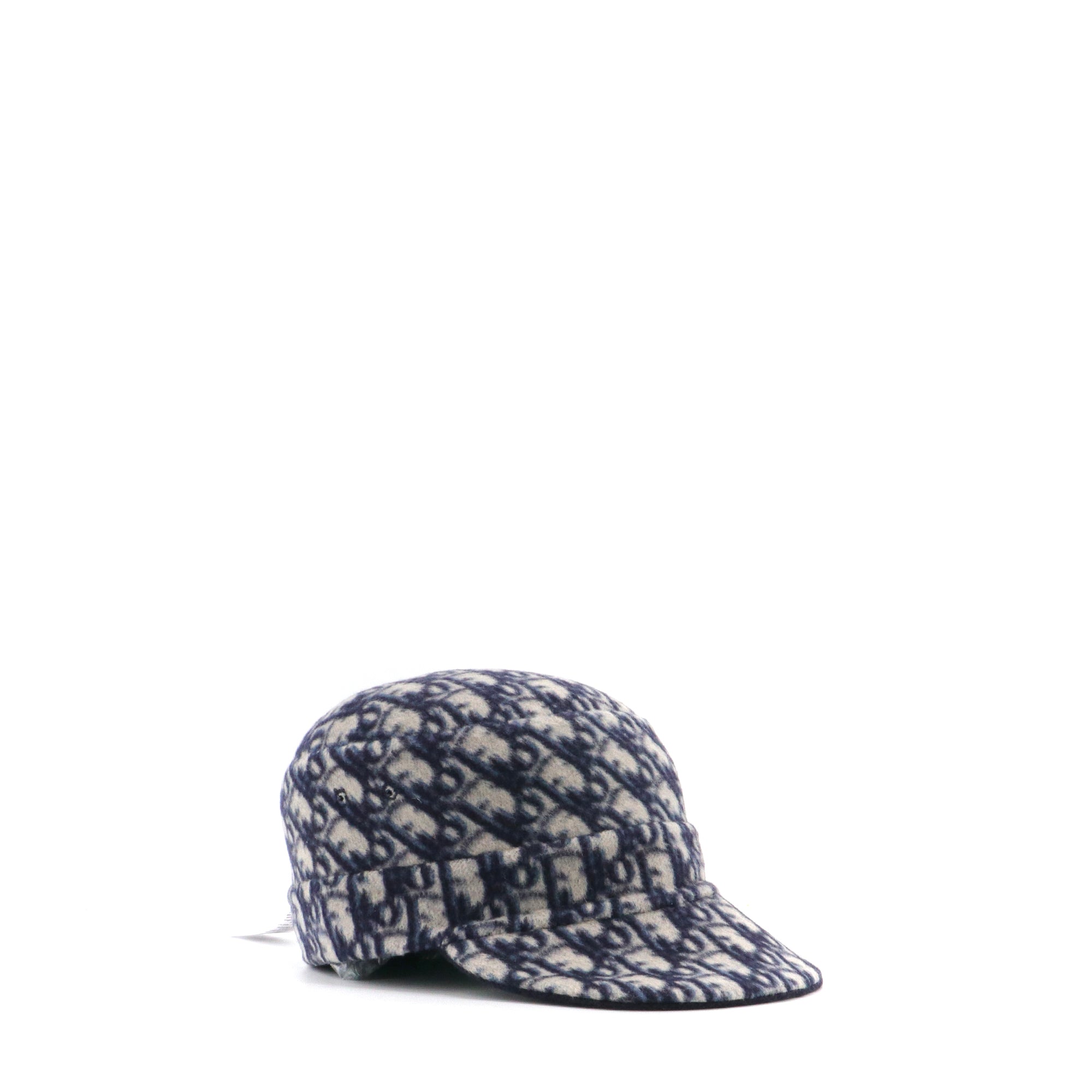 DIOR - Chic Military Dior reversible cap in navy blue oblique monogrammed wool (T57)