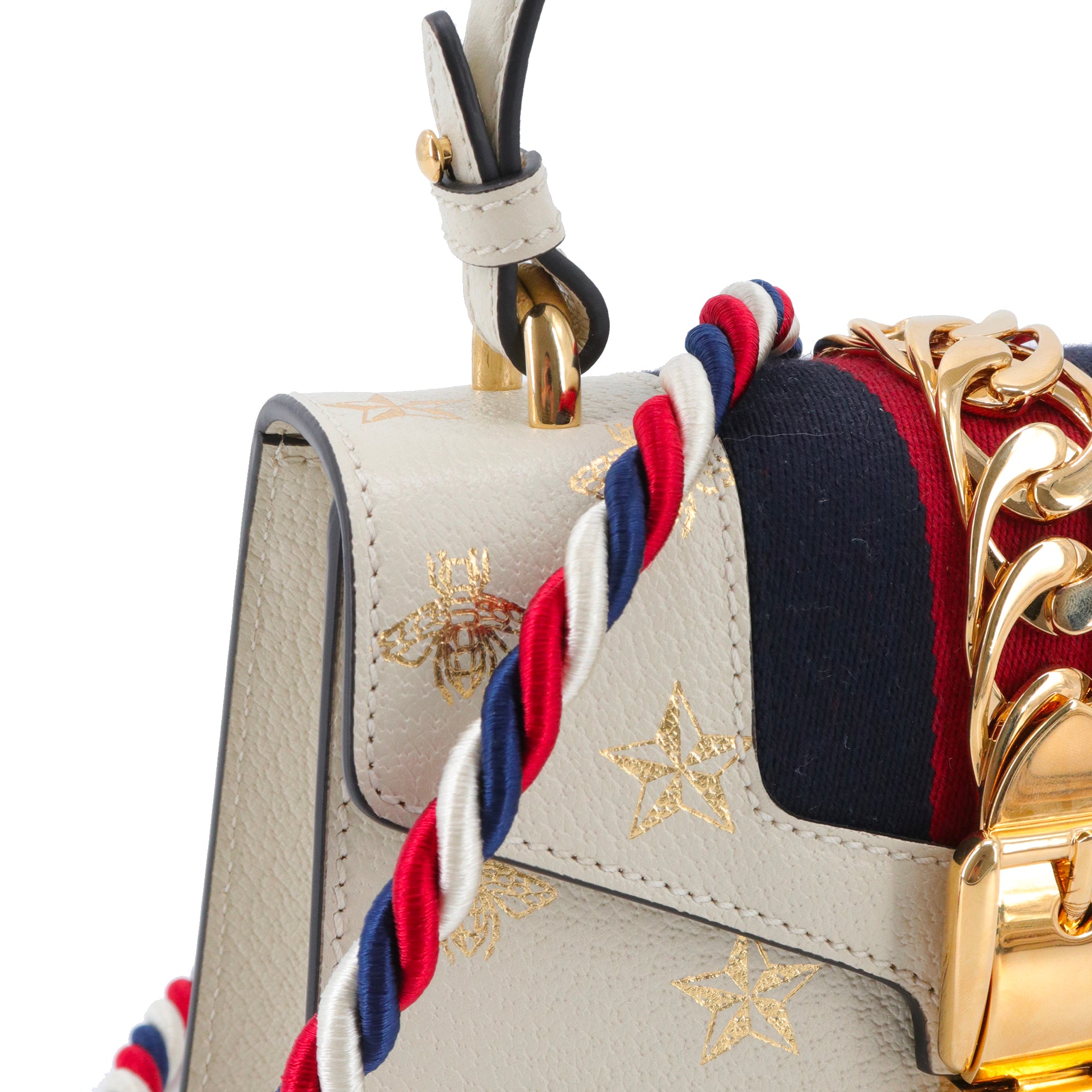 GUCCI - Sac à bandoulière Sylvie édition limitée Gucci en cuir grainé écru à motif
