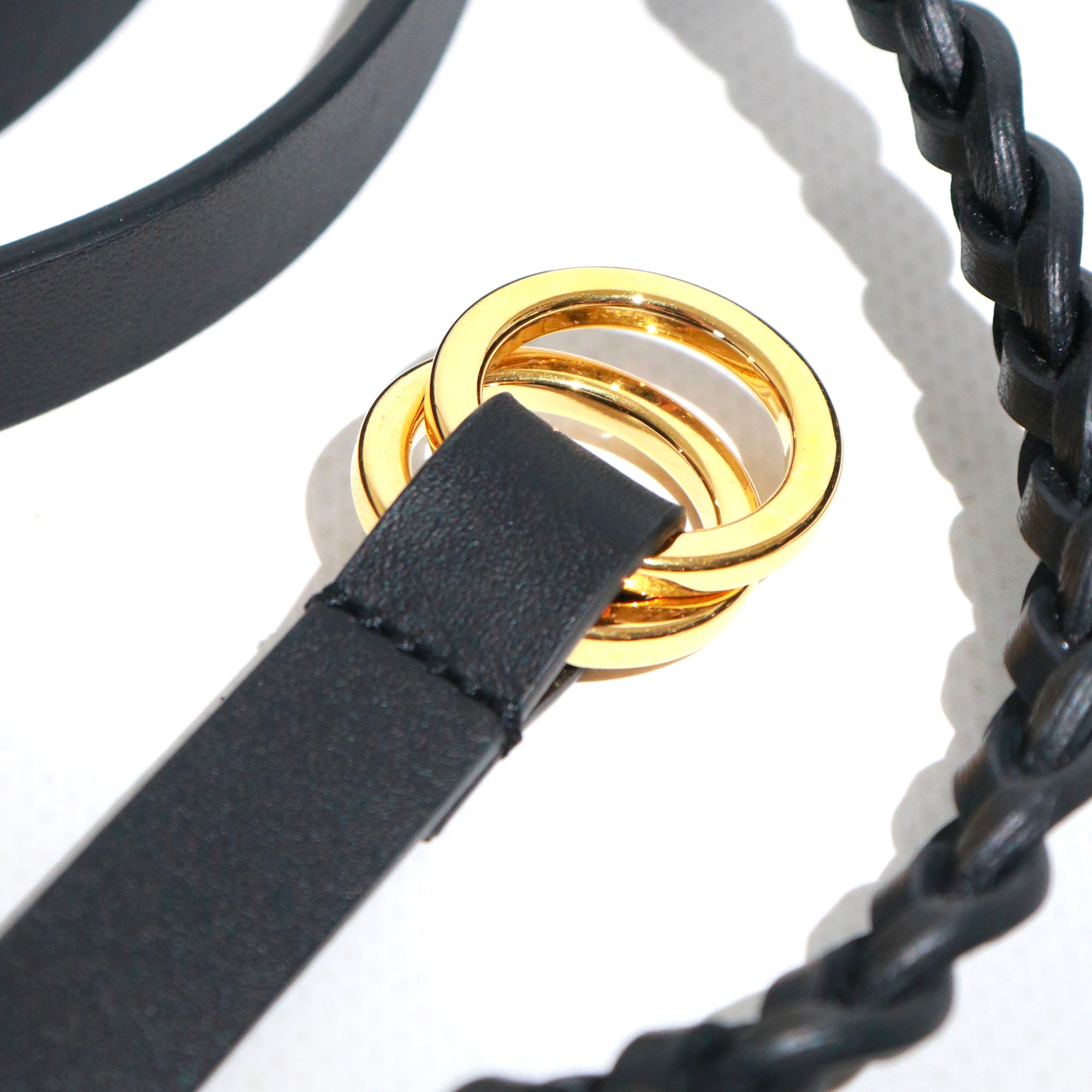 DIOR - Ceinture double CD Dior en cuir tressé noir (T80)