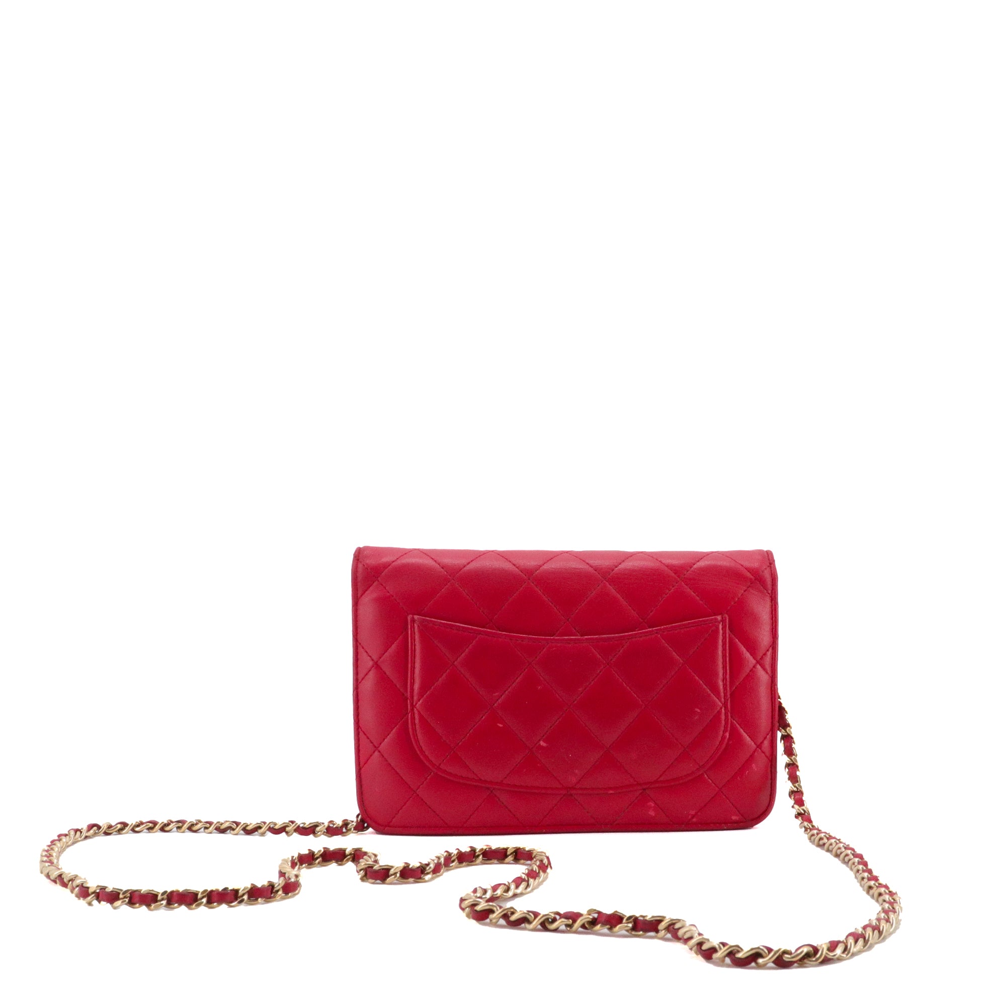 CHANEL - Chanel Wallet On Chain shoulder bag in red smooth leather