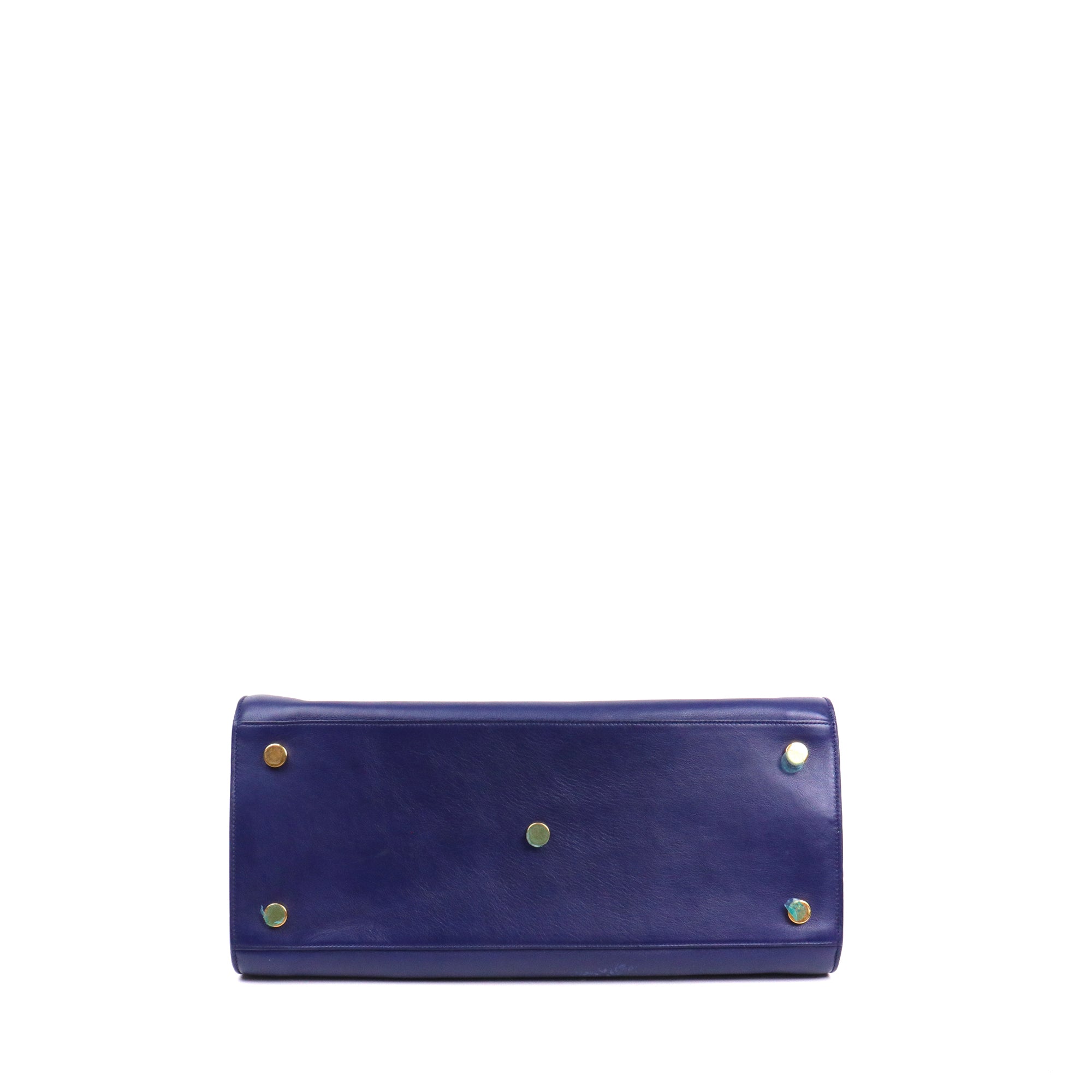 SAINT LAURENT - Sac de Jour Medium Saint Laurent en cuir bleu nuit