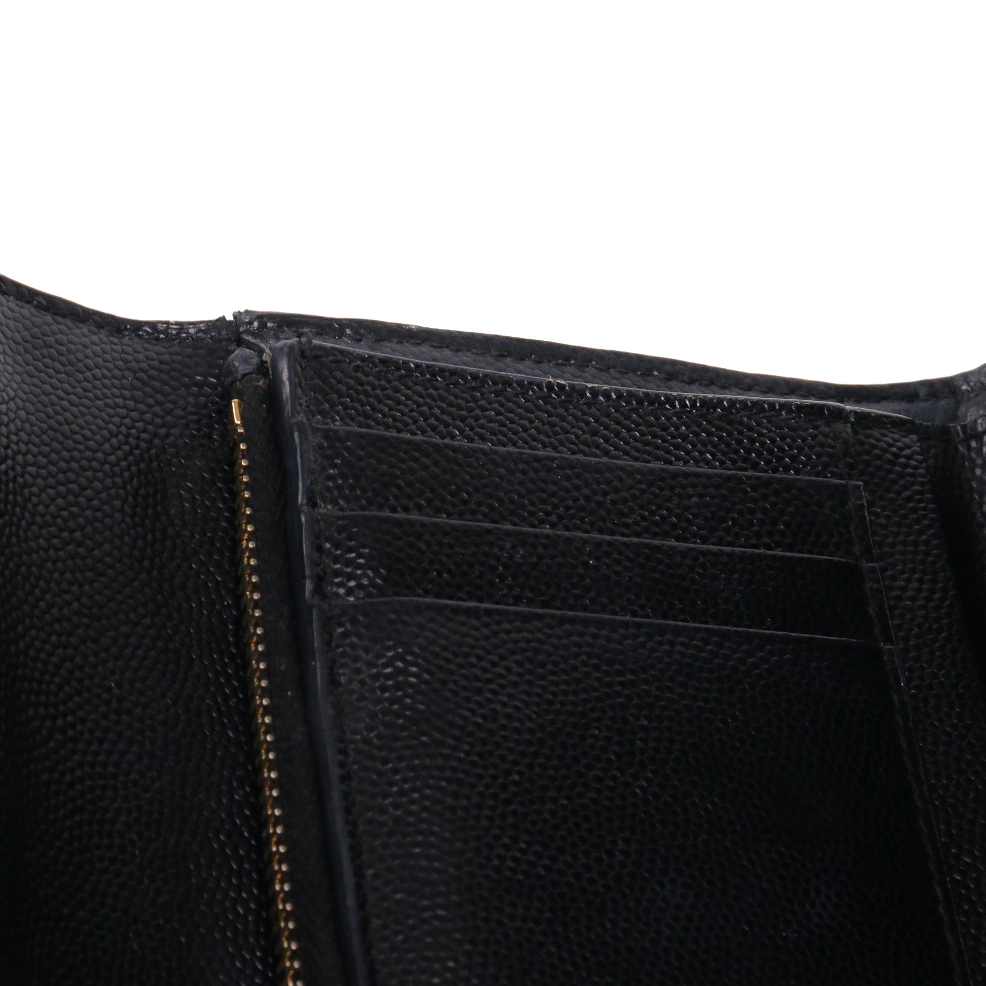SAINT LAURENT - Portefeuille Cassandre Compact Saint Laurent en cuir grainé noir