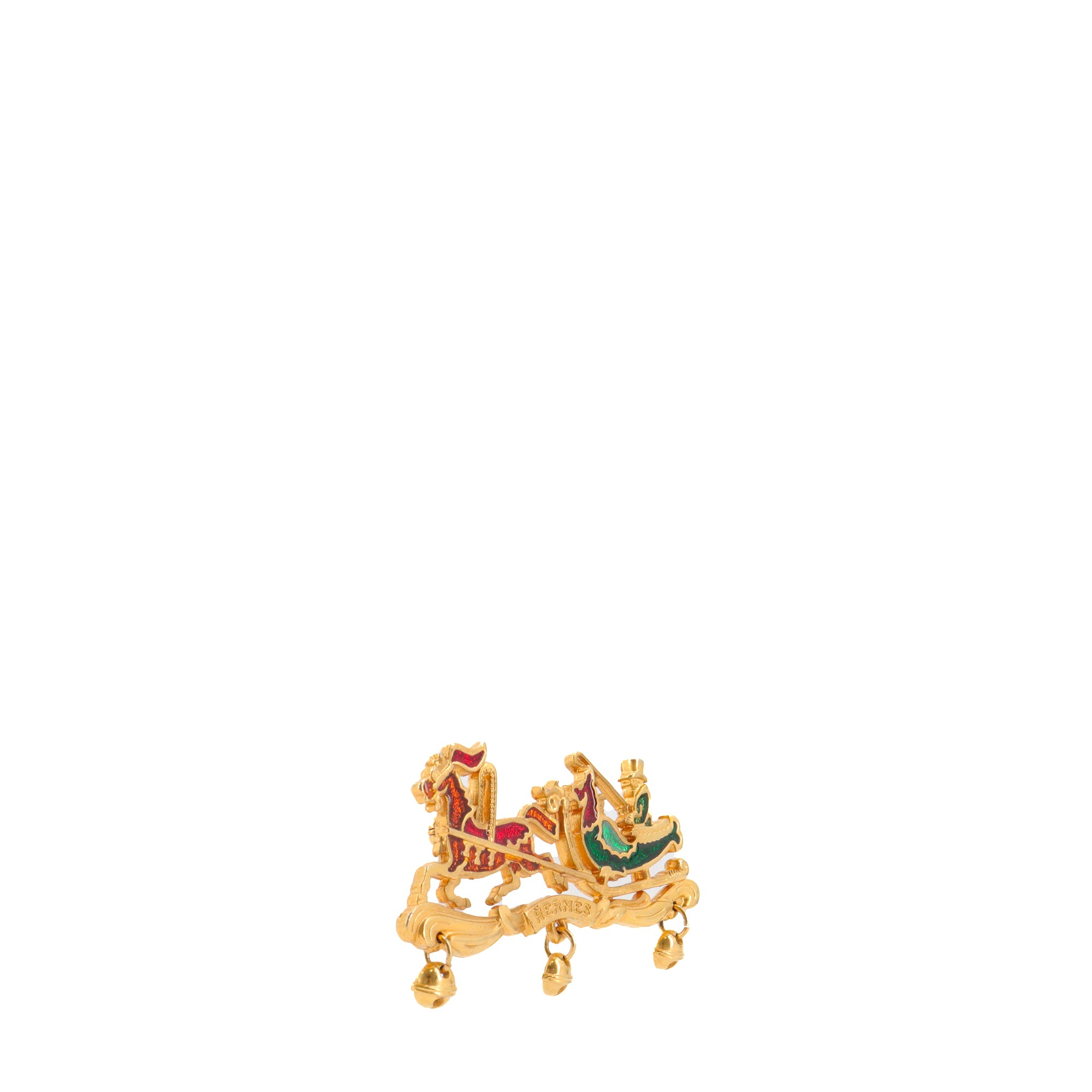 HERMÈS - Hermès Christmas Carriage Brooch in Gold Metal