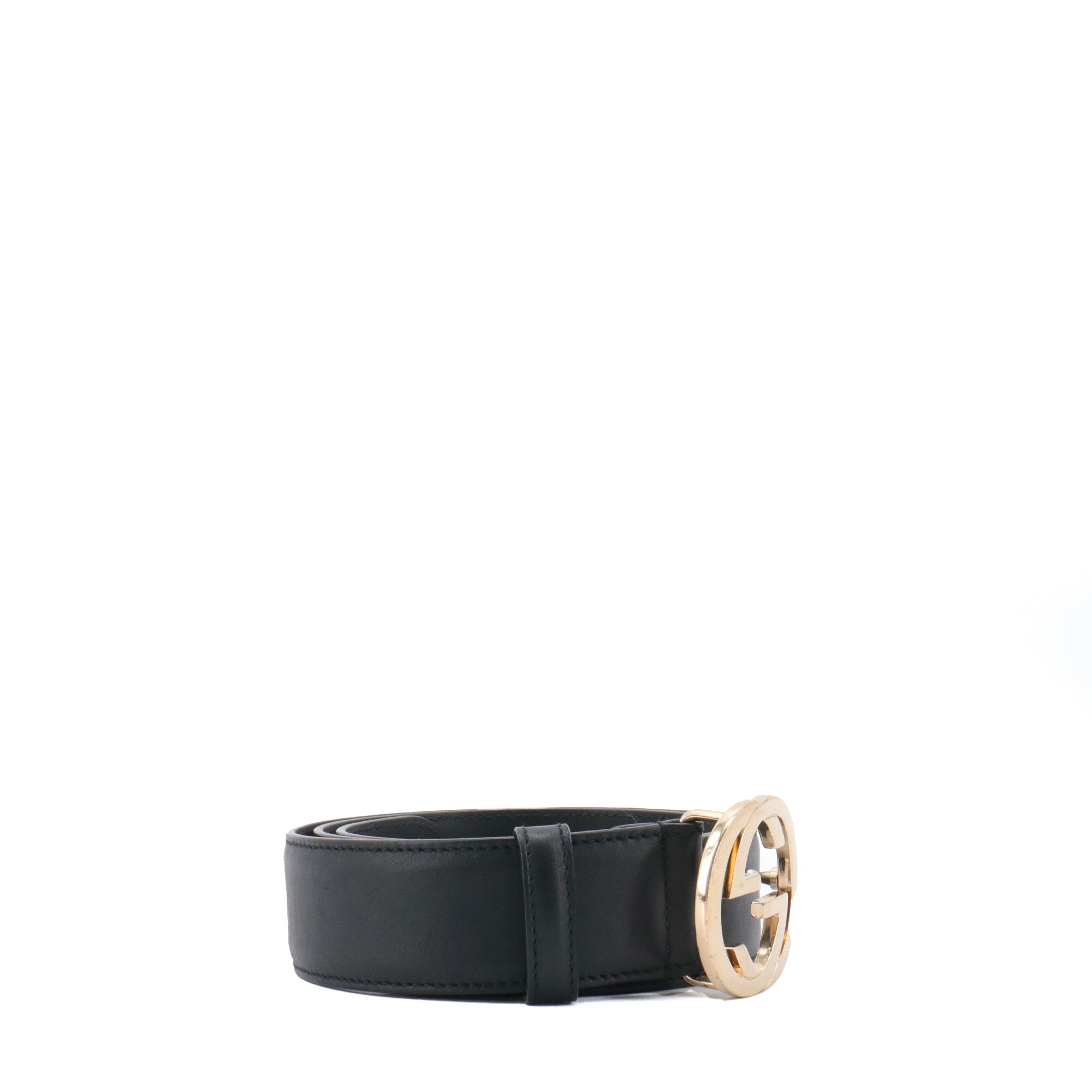 GUCCI - Ceinture Boucle GG Gucci en cuir noir (T80)