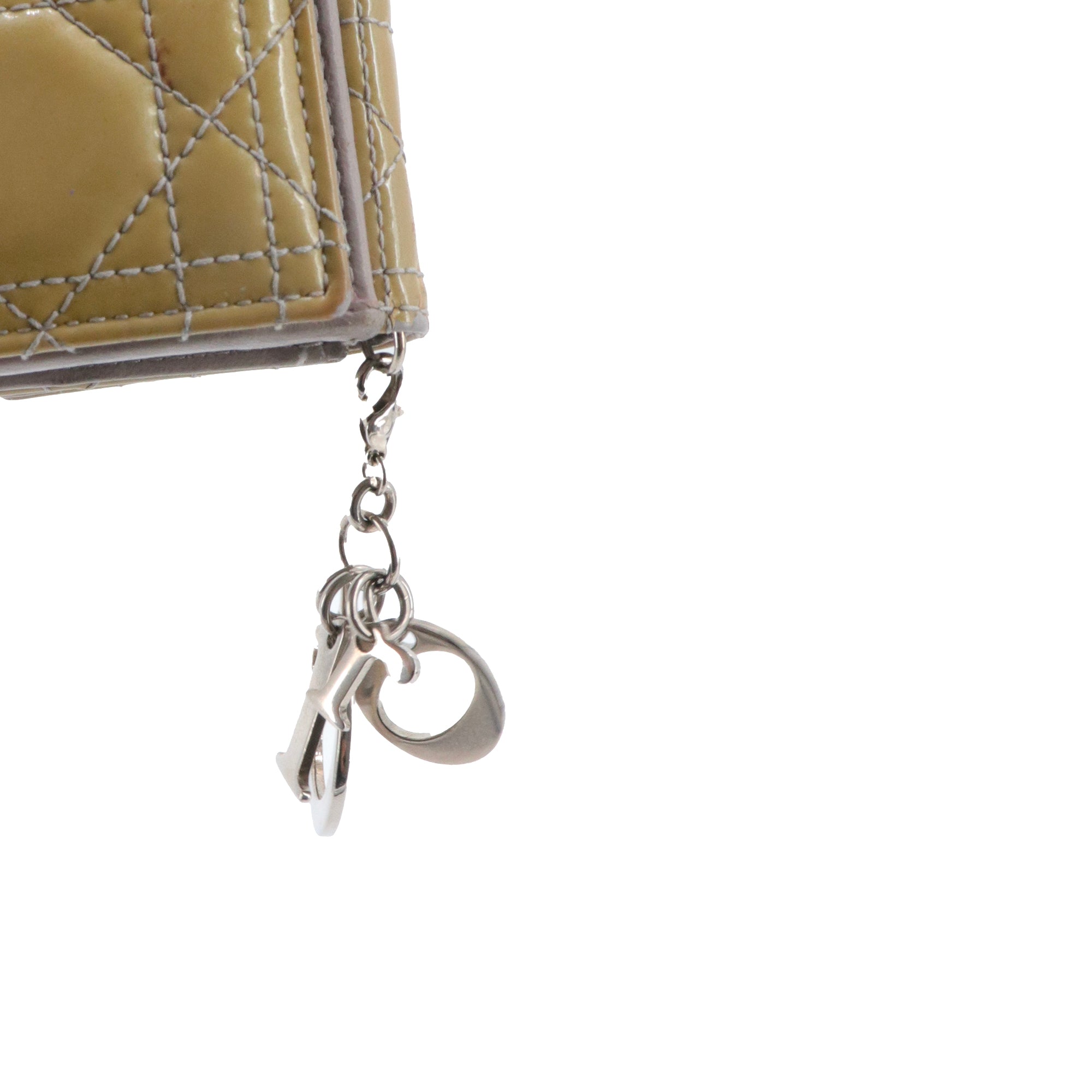 DIOR - Lotus Lady Dior wallet in beige patent cannage leather
