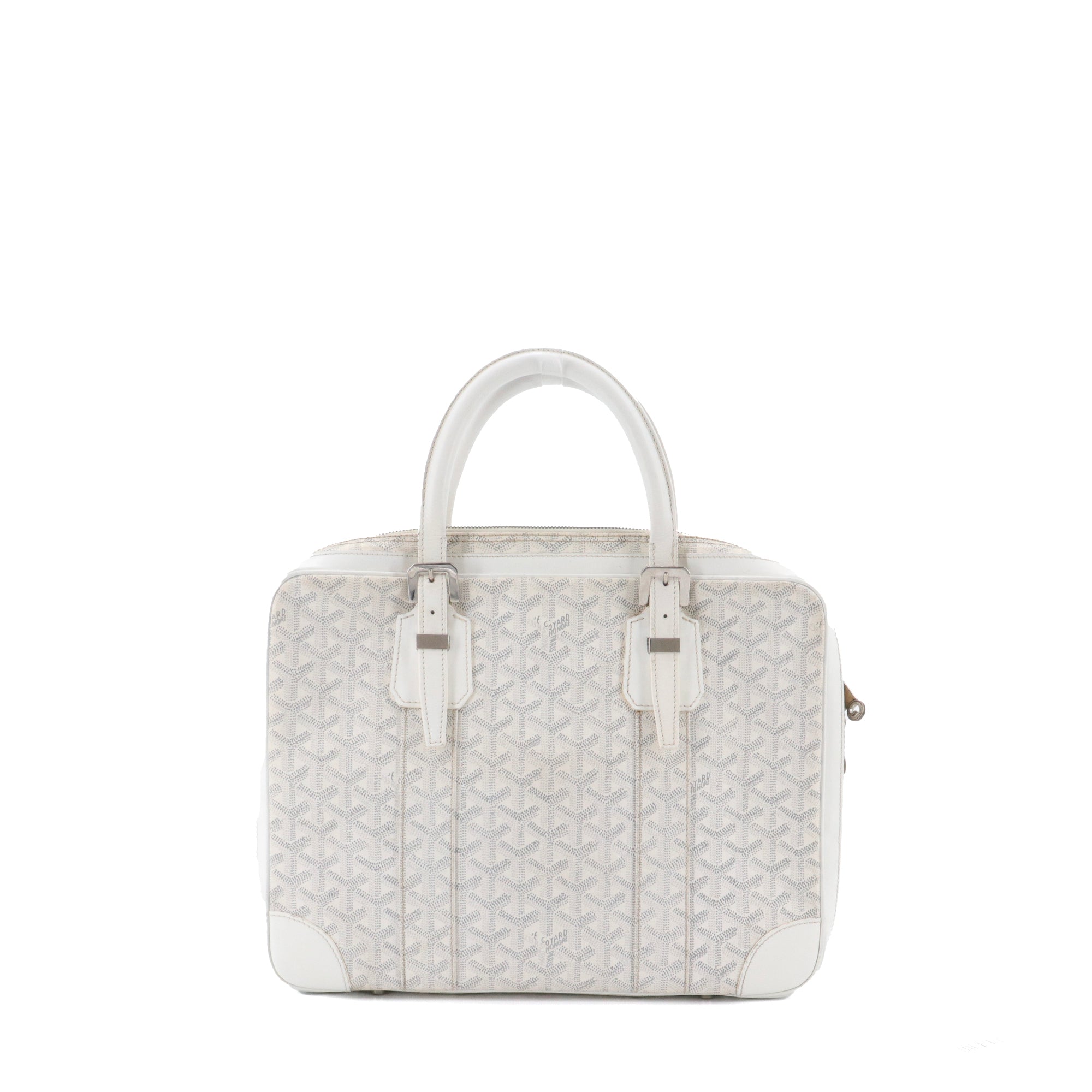 GOYARD - Porte-documents Ambassade Goyard en toile enduite monogrammée blanche