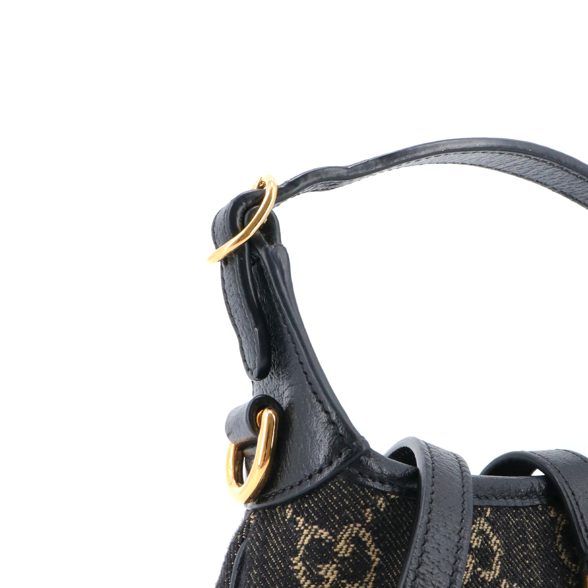 GUCCI - Gucci Jackie mini handbag in black denim and leather