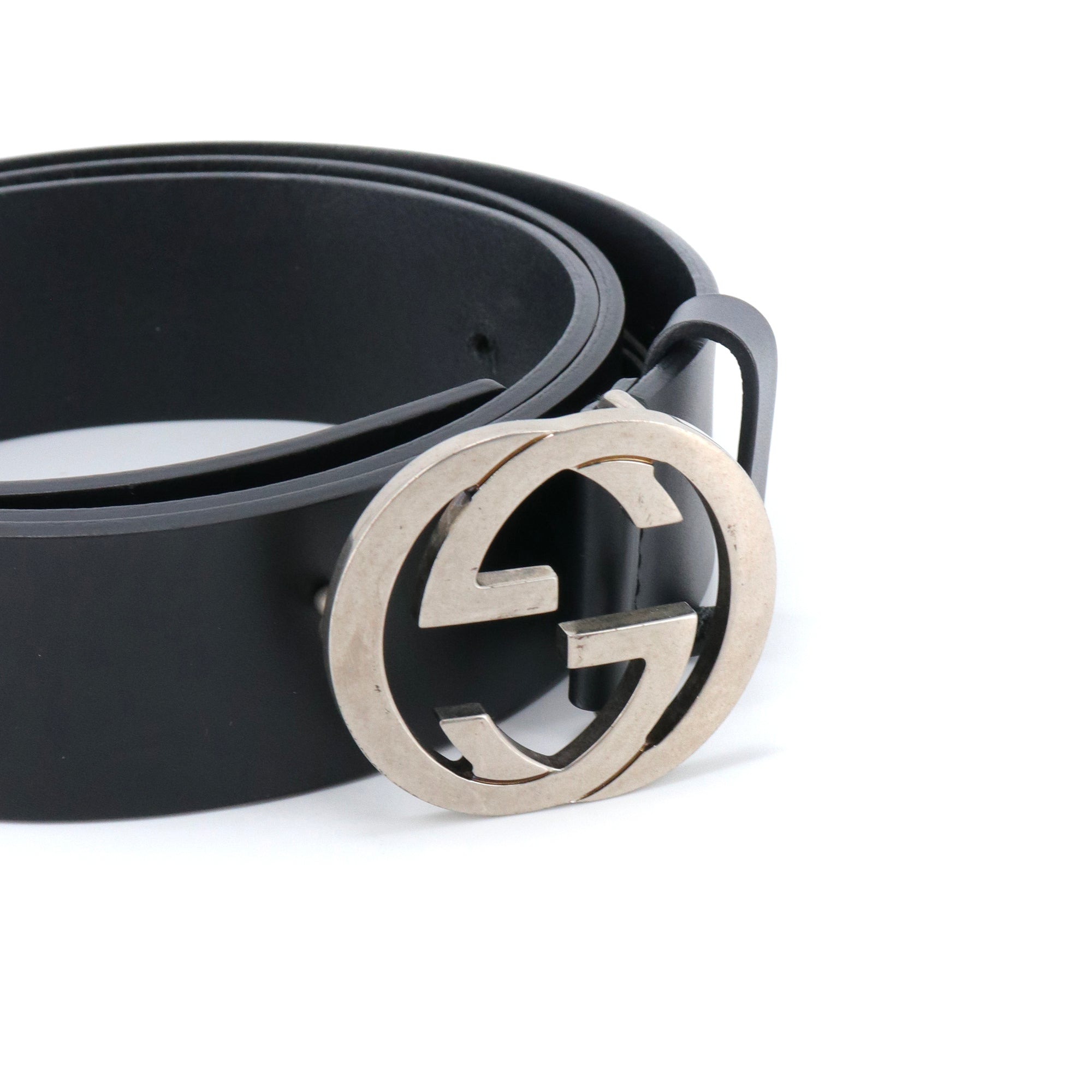 GUCCI - Ceinture GG Gucci en cuir noir (T105)