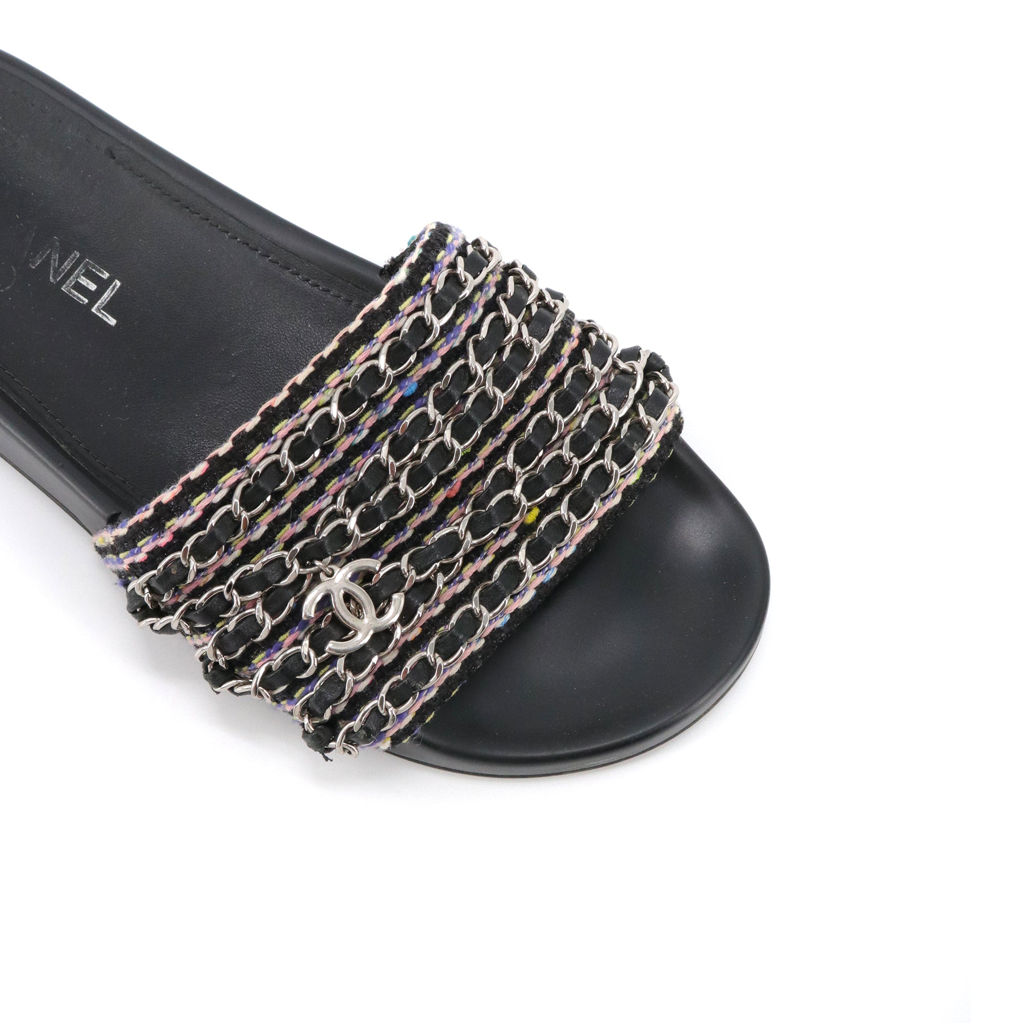 CHANEL - Chanel Tropiconic sandals in multicolored tweed and leather (Size 38)