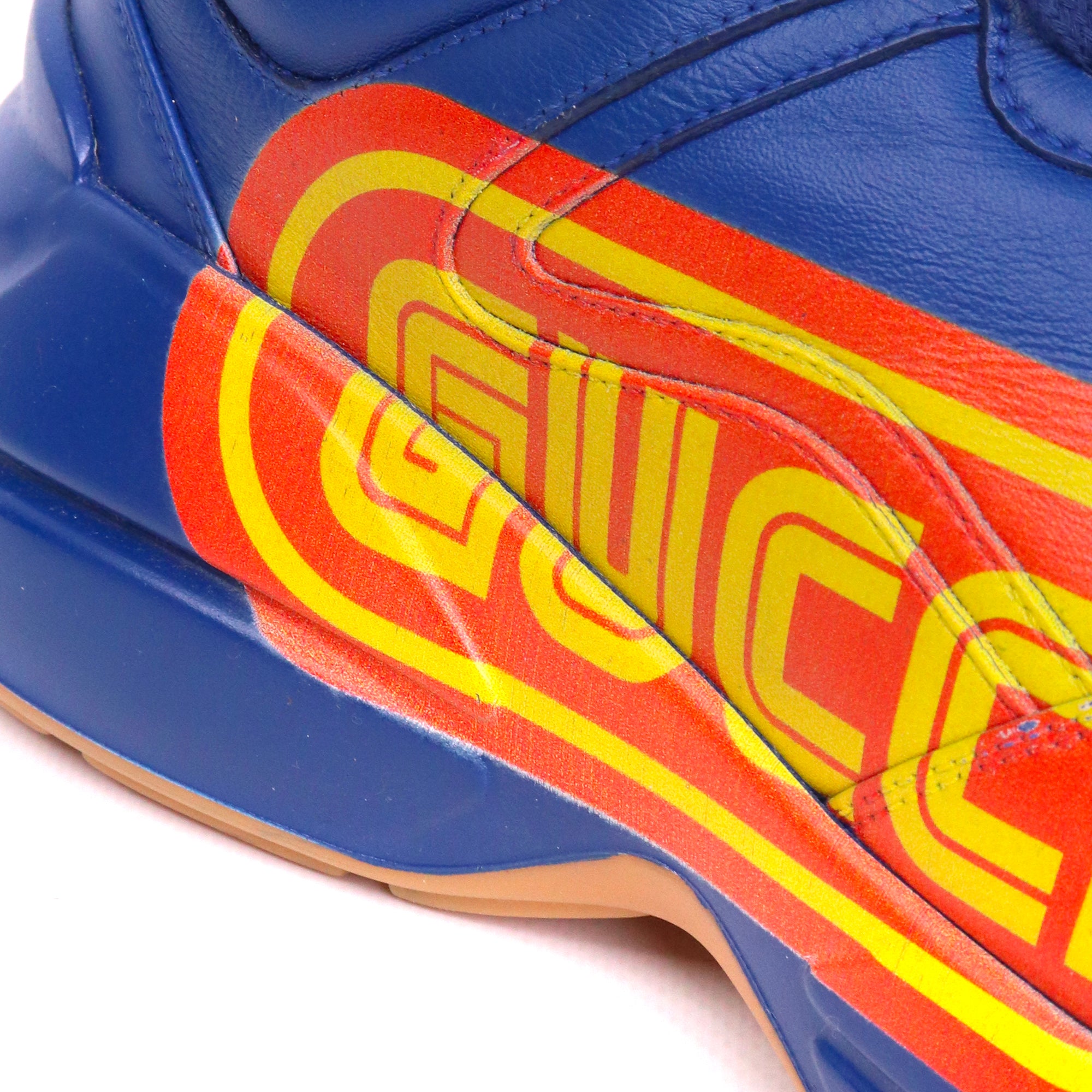 GUCCI - Sneakers Rhyton Gucci en cuir bleu (T43)