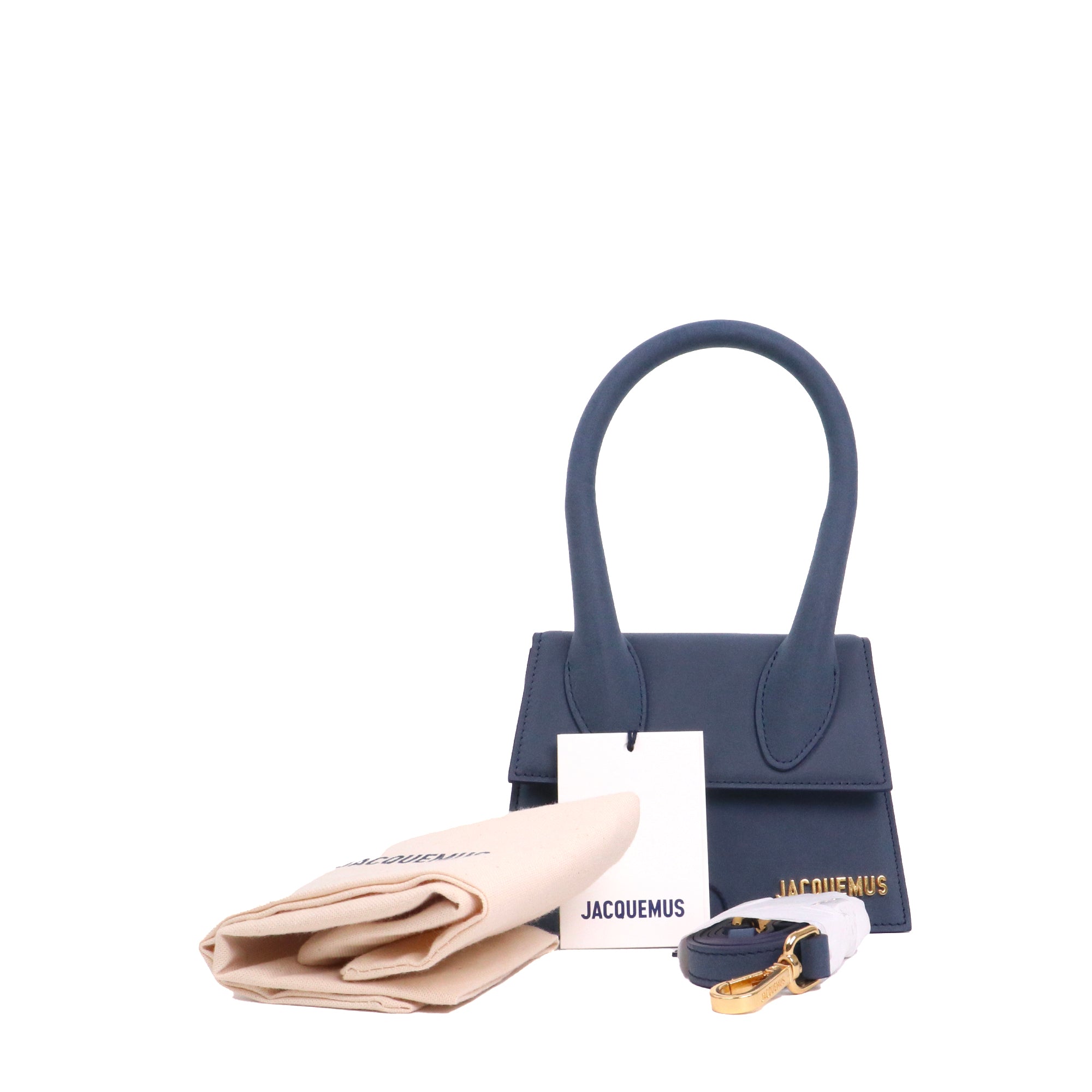 JACQUEMUS - Sac à bandoulière Chiquito Moyen Jacquemus en cuir gommé bleu dark navy