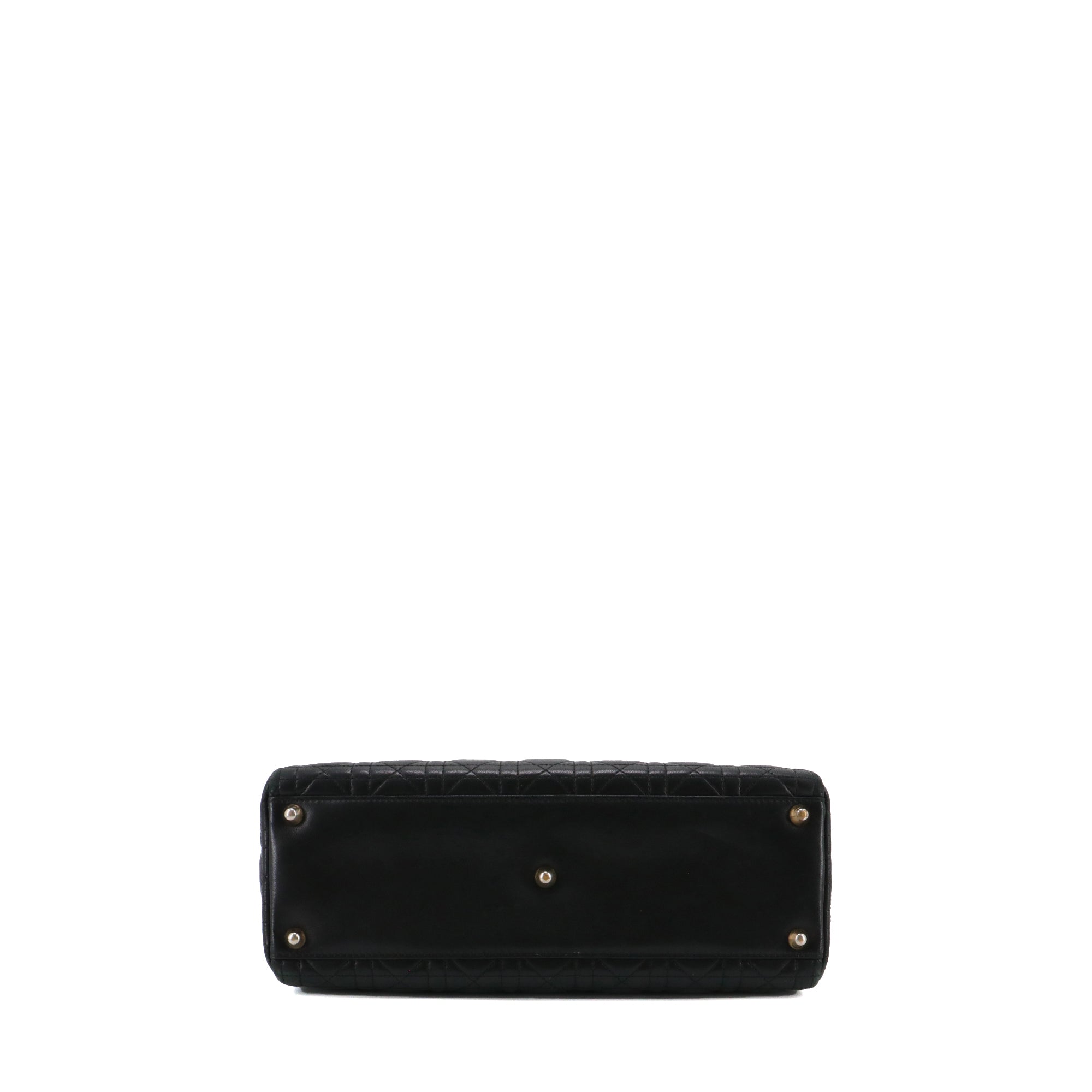 DIOR - Sac à main Lady Dior large en cuir cannage noir vintage