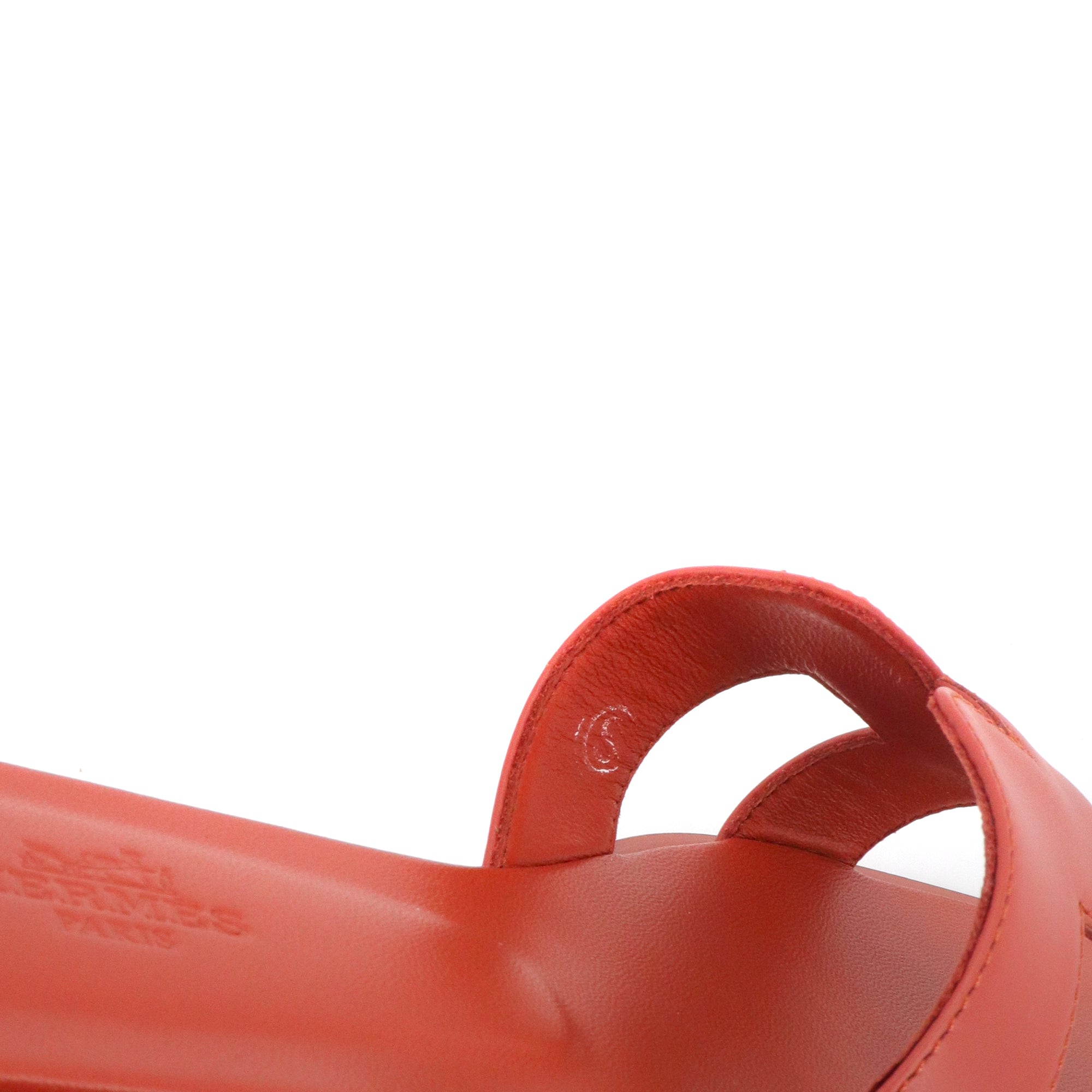 HERMÈS - Sandales Oran Hermès en cuir Rouge de Turin (T38)