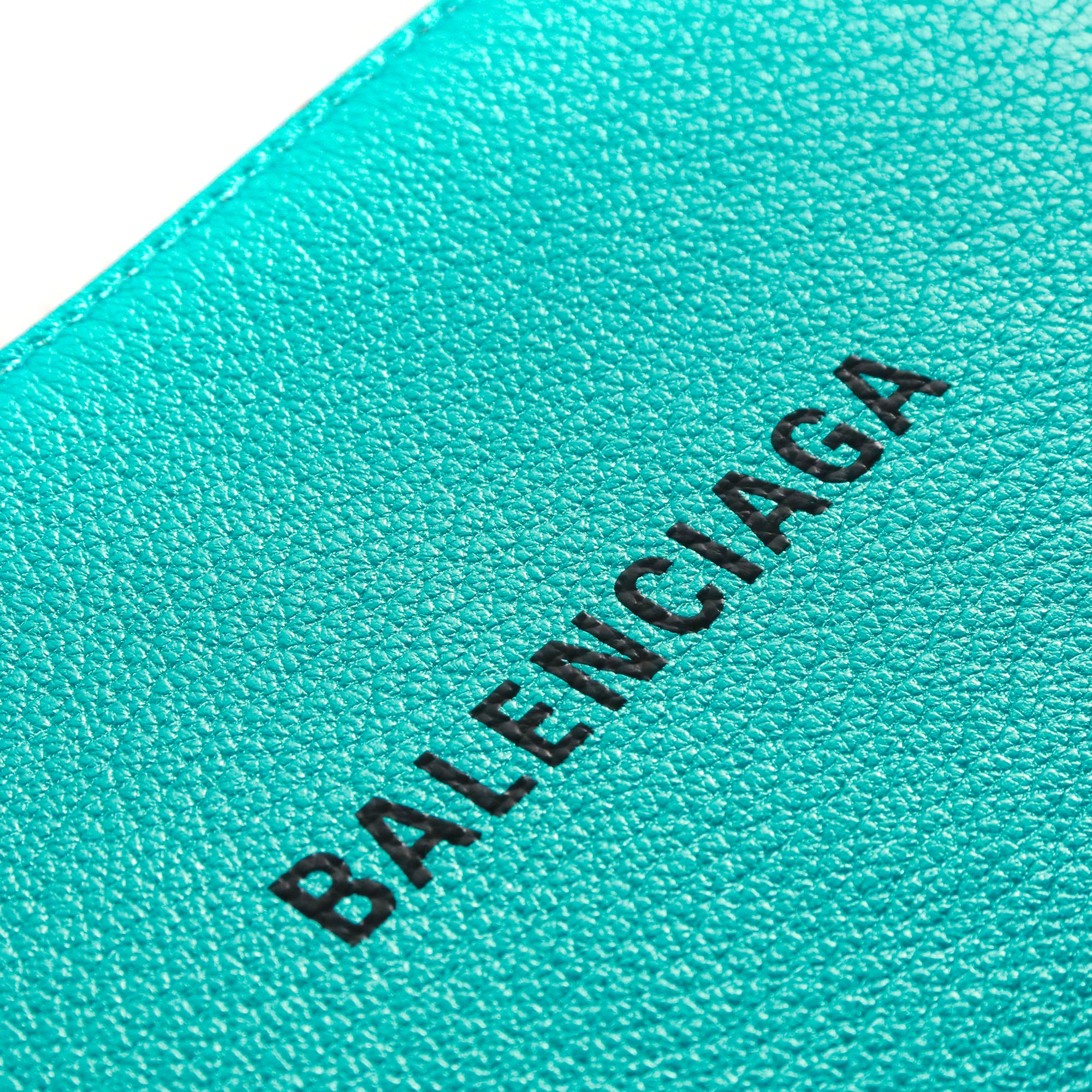 BALENCIAGA - Portefeuille Ville Balenciaga en cuir grainé bleu irisé