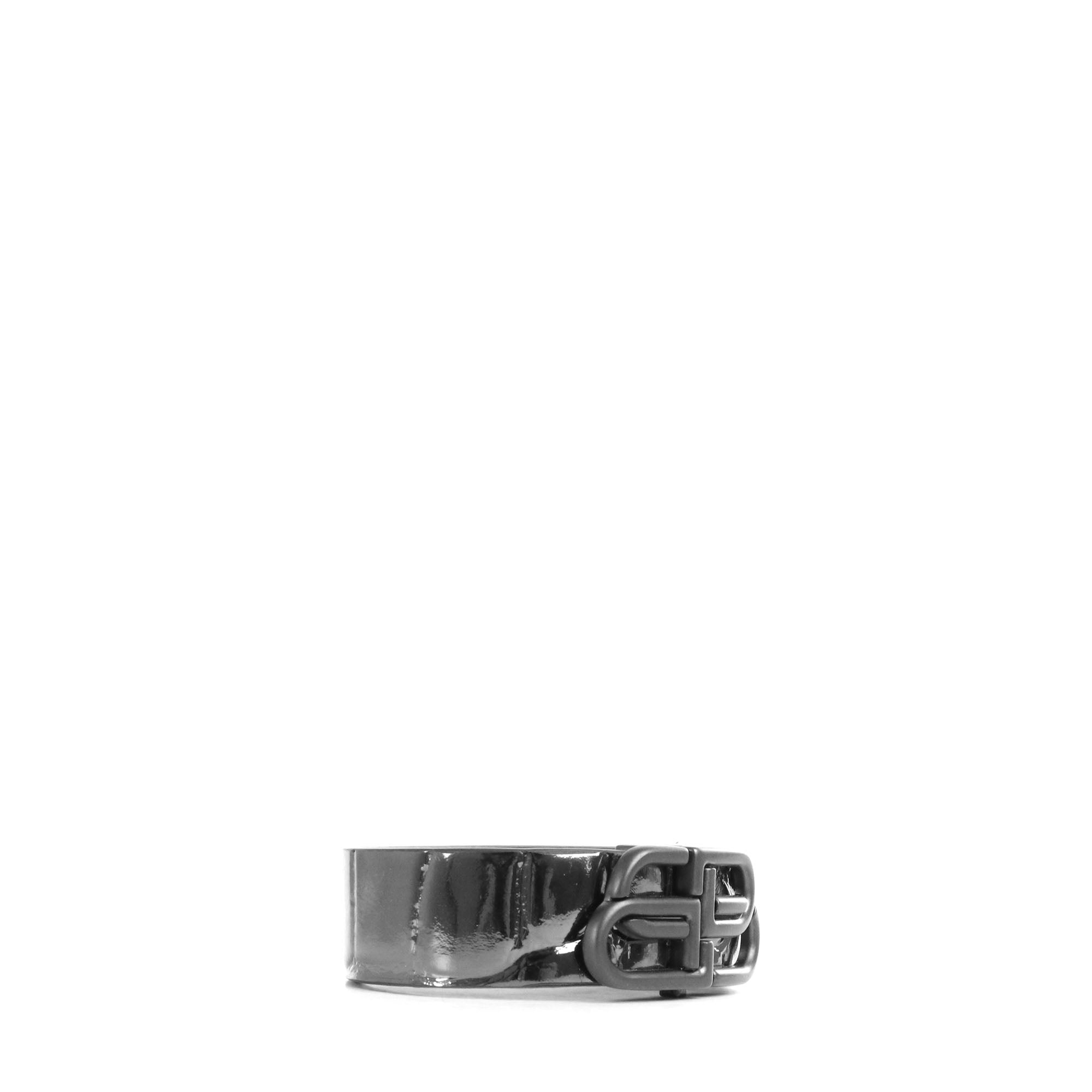 BALENCIAGA - Balenciaga croc-embossed BB bracelet in black patent leather 