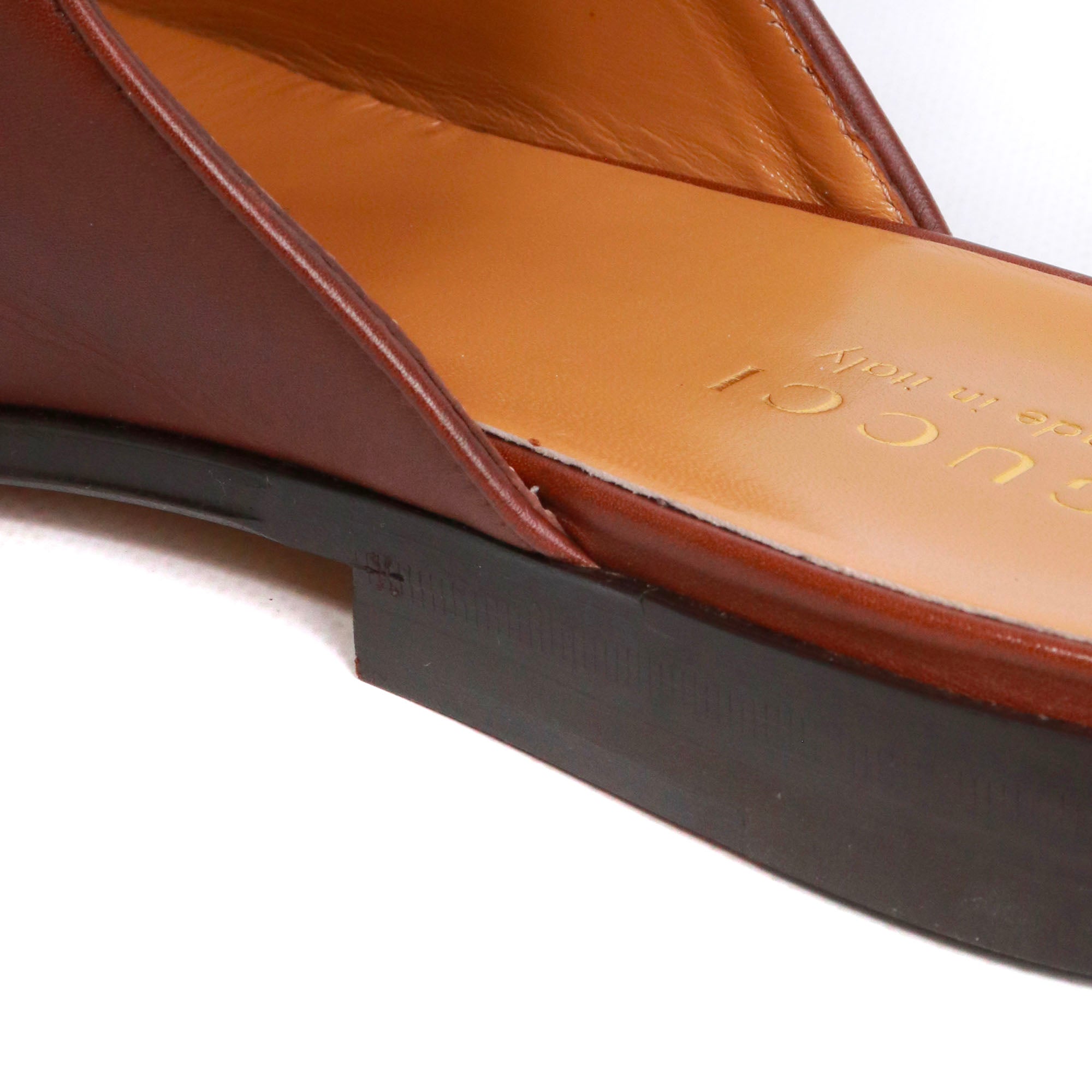 GUCCI - Mules Mors Gucci en cuir lisse marron (T42)