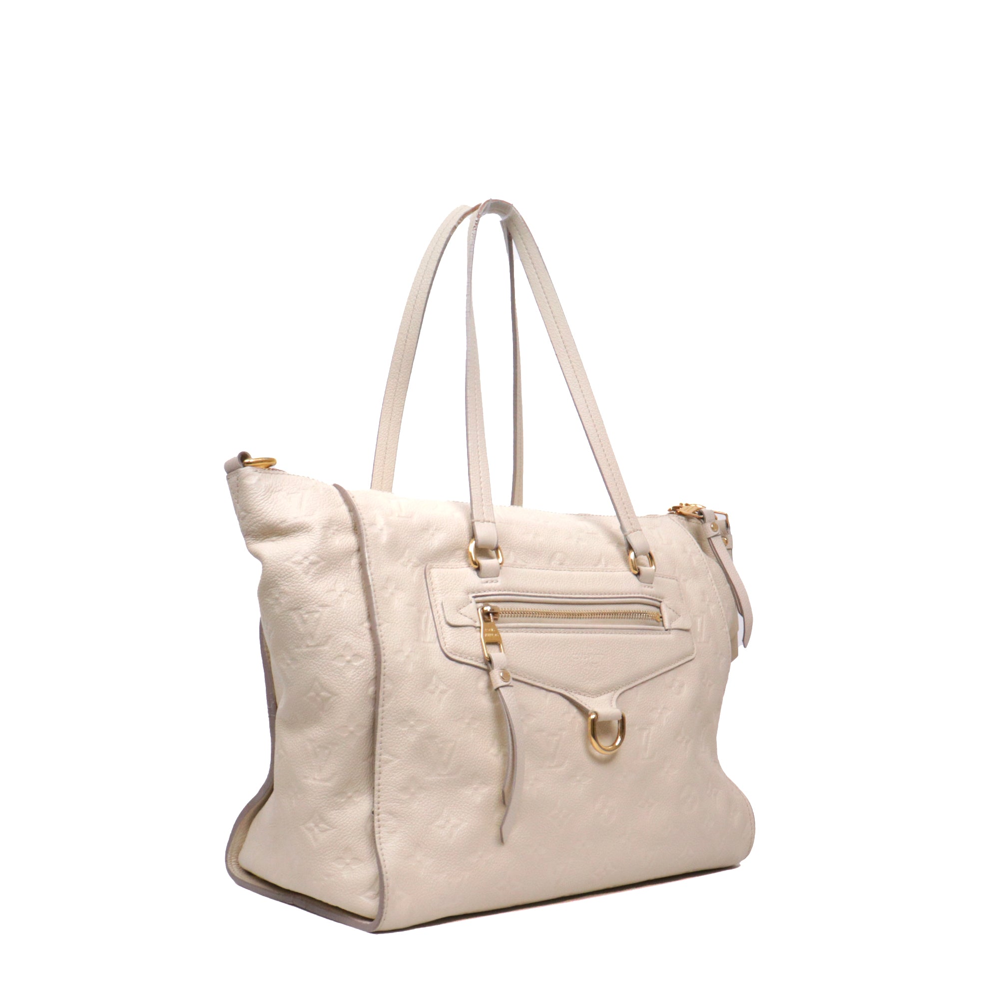 LOUIS VUITTON - Sac à main Lumineuse Louis Vuitton en cuir empreinte beige