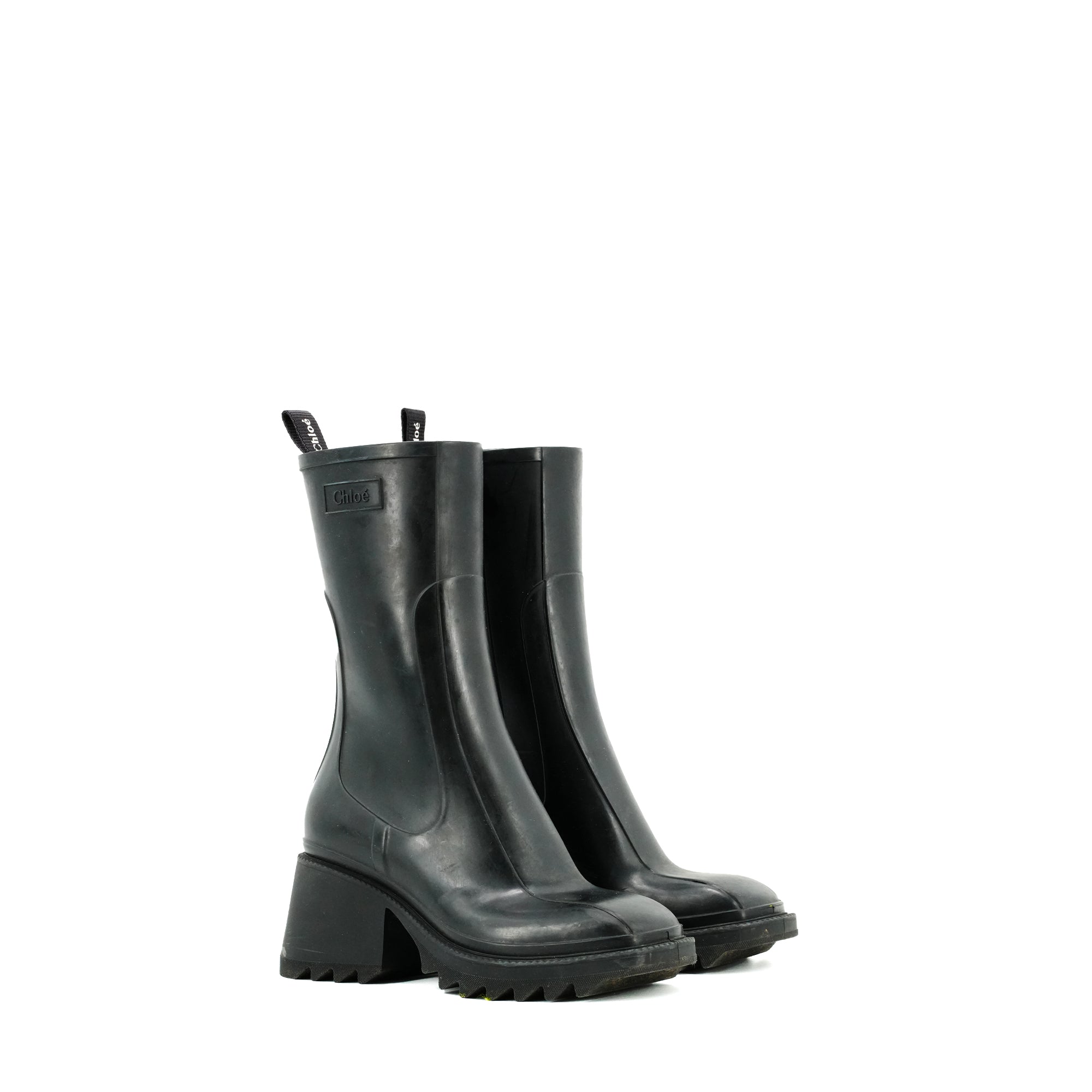 CHLOÉ - Bottines Betty Chloé en caoutchouc noir (T36)