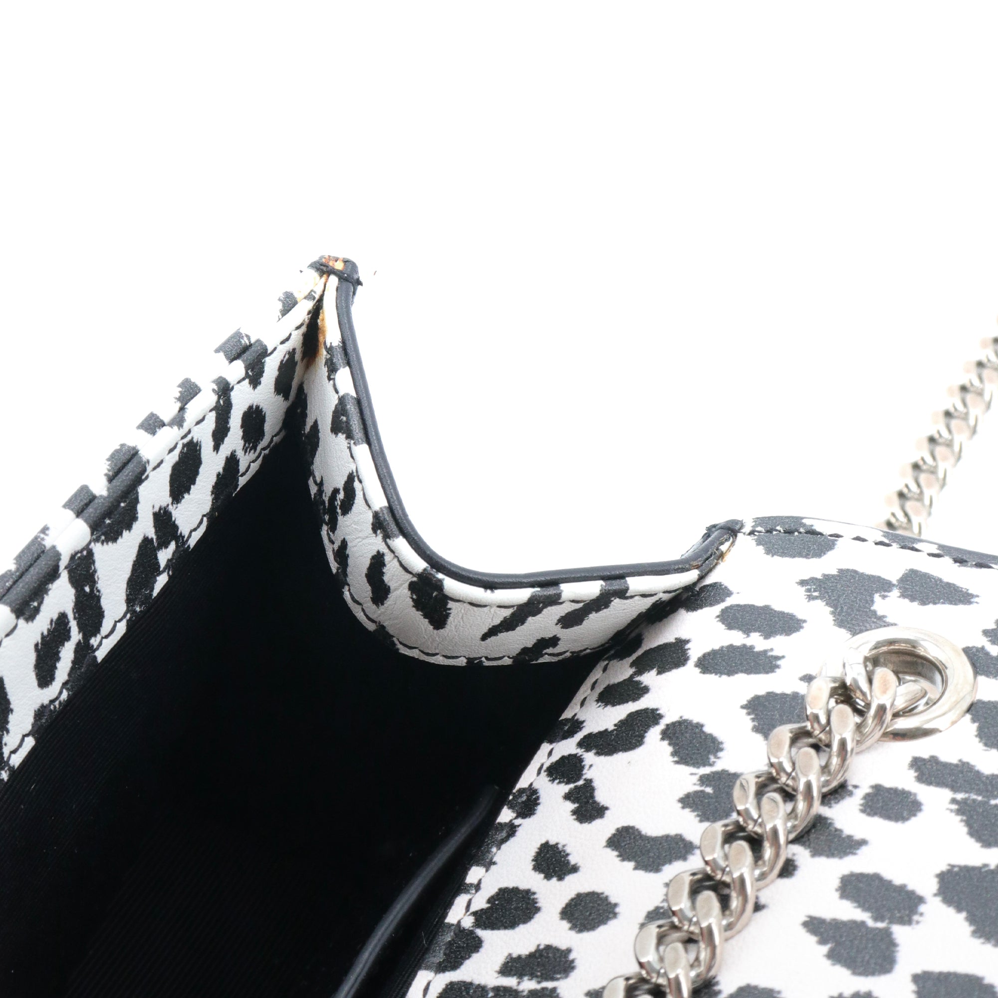 SAINT LAURENT - Sac à bandoulière Kate mini Saint Laurent en cuir noir et blanc