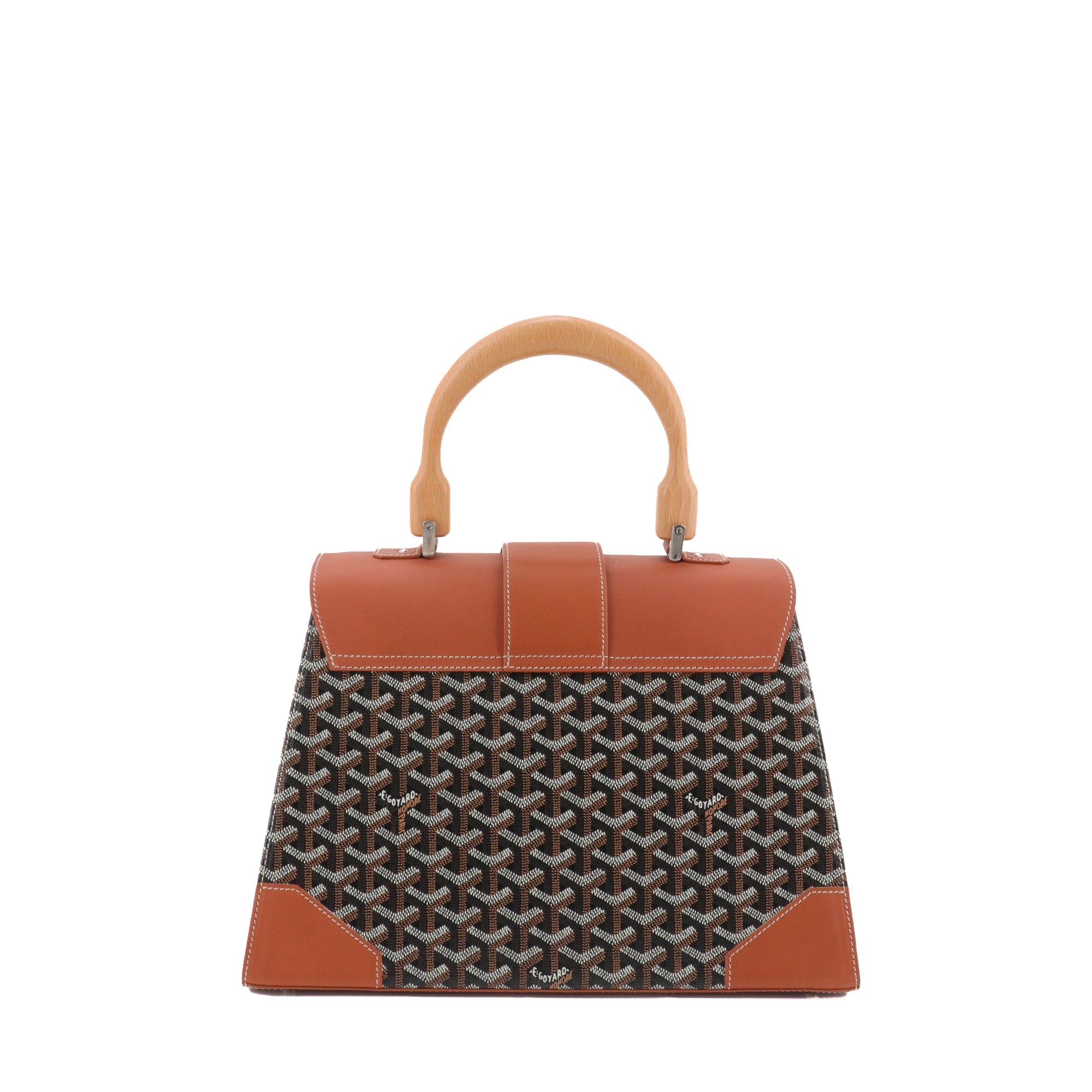 GOYARD - Saigon MM Goyard handbag in Goyard canvas and brown leather