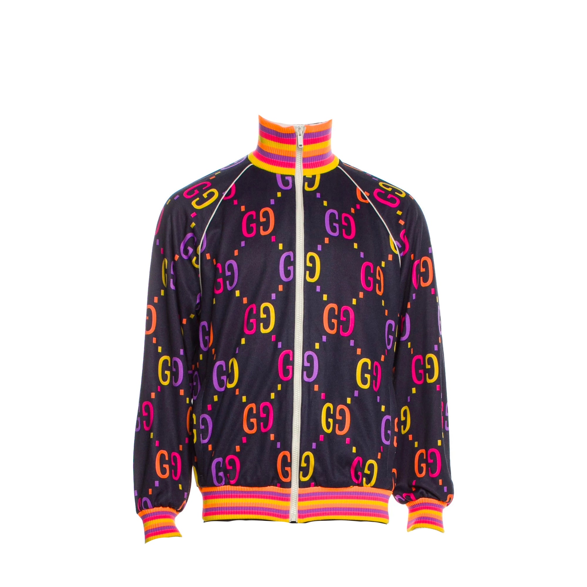 GUCCI - Veste GG Gucci en tissu bleu marine monogrammé multicolore (S)