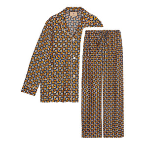 GUCCI - Pyjama Horsebit Gucci en soie bleu marine (M)