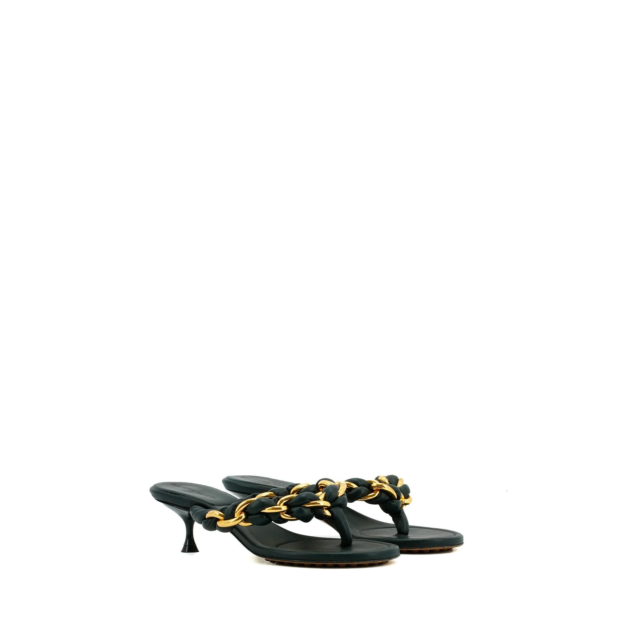 BOTTEGA VENETA - Bottega Veneta heeled sandals in green leather (T36)