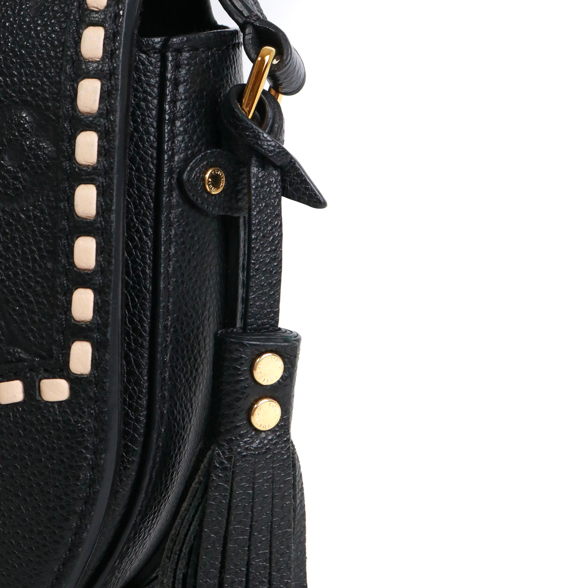 LOUIS VUITTON - Sac à bandoulière Junot Louis Vuitton en cuir grainé empreinte noir
